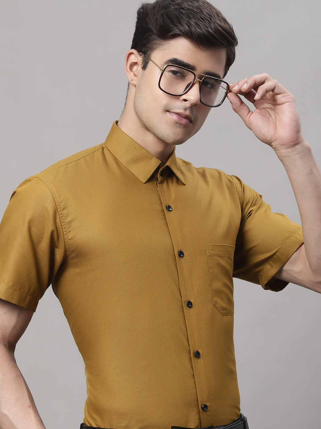 mens dress shirts half sleeve Men's Half Sleeve Shirt- Grayish Brown