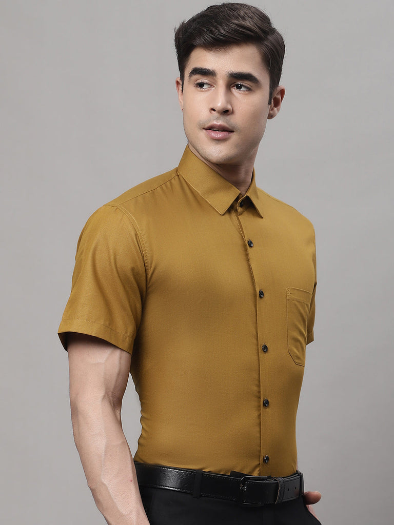 Men's Cotton Half Sleeves Solid Formal Shirts