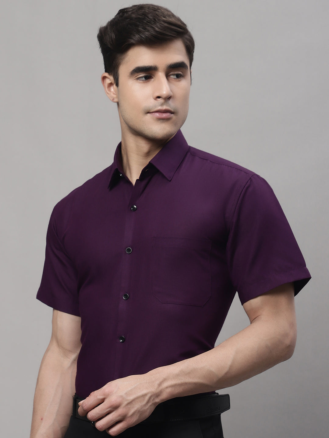 Men's Cotton Half Sleeves Solid Formal Shirts - Taantav