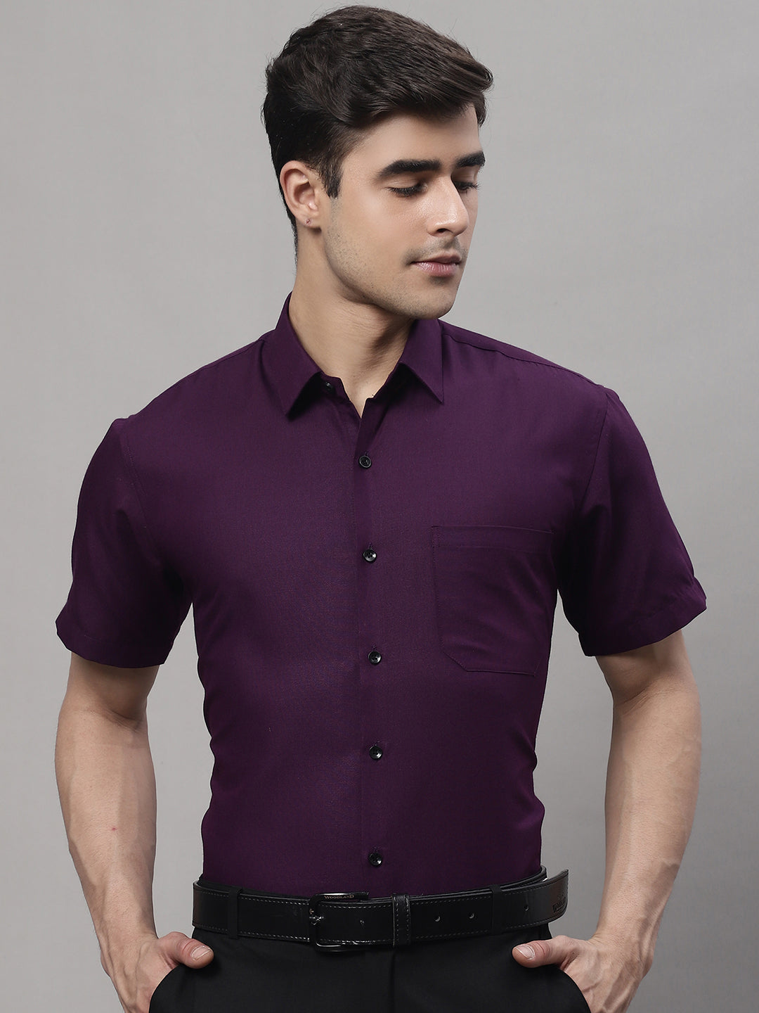 Men's Cotton Half Sleeves Solid Formal Shirts - Taantav