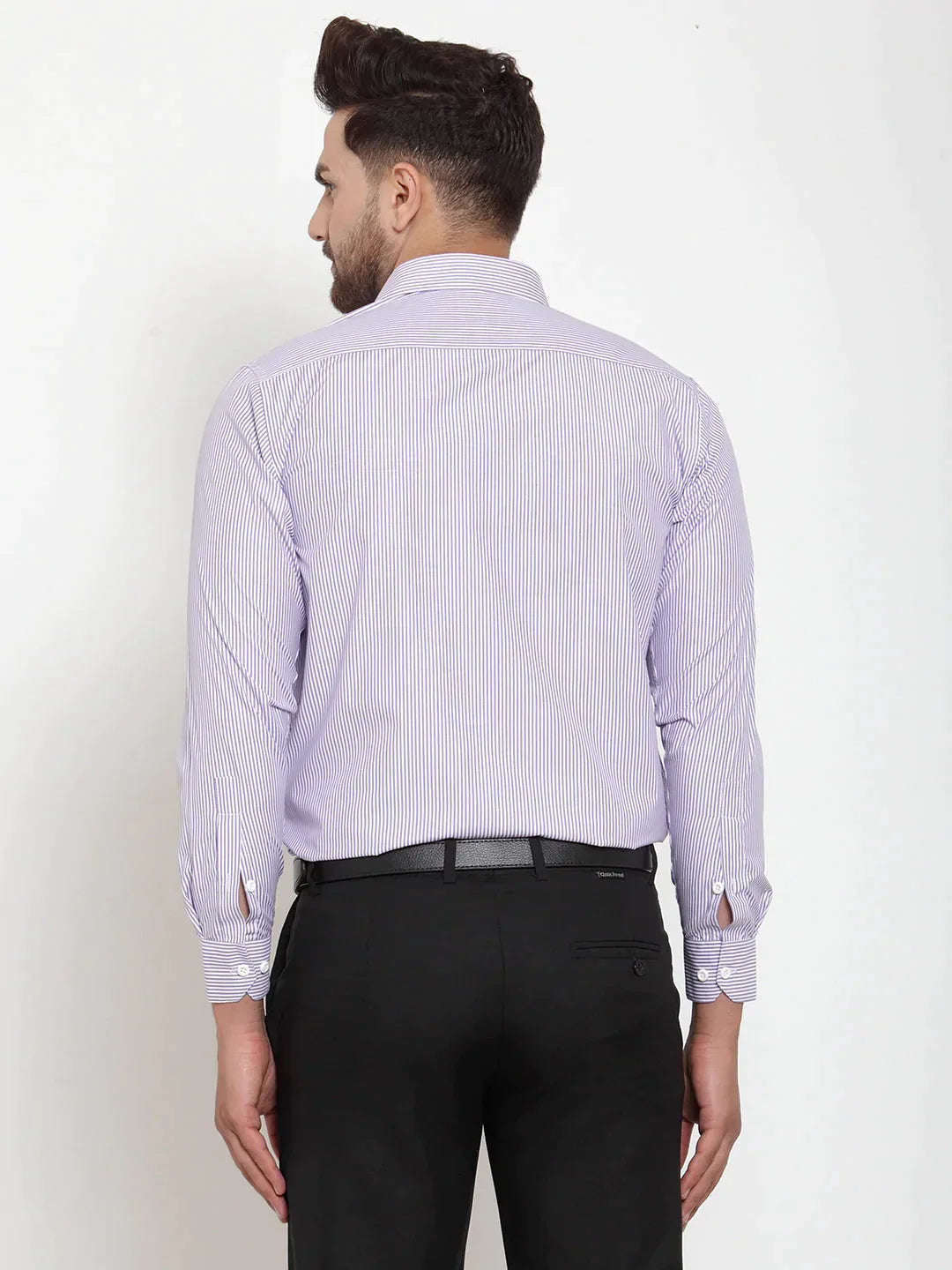 Men's Purple Cotton Striped Formal Shirt's - Taantav