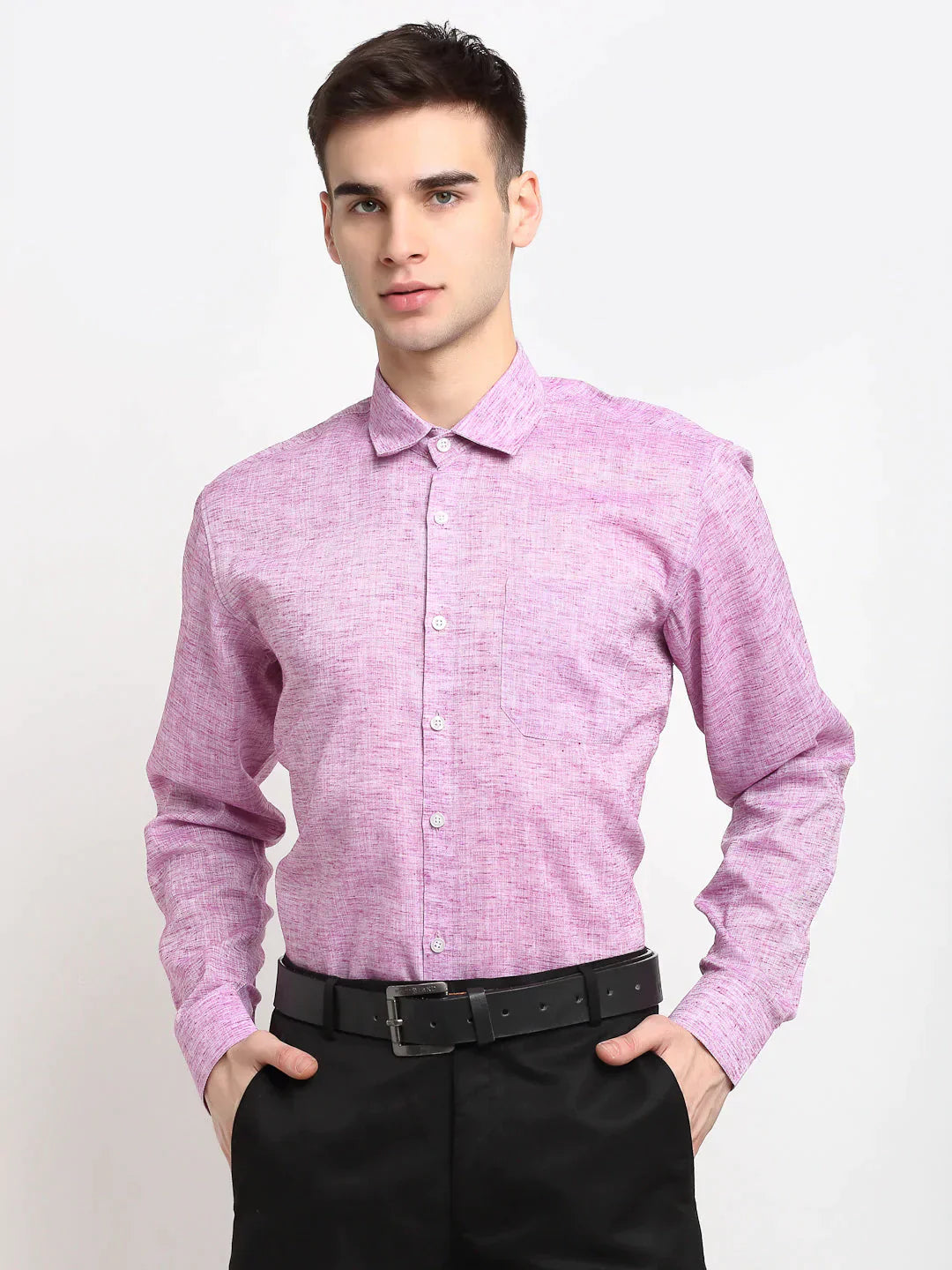 Men's Purple Solid Cotton Formal Shirt - Taantav