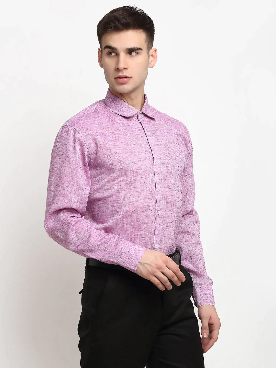 Men's Purple Solid Cotton Formal Shirt - Taantav