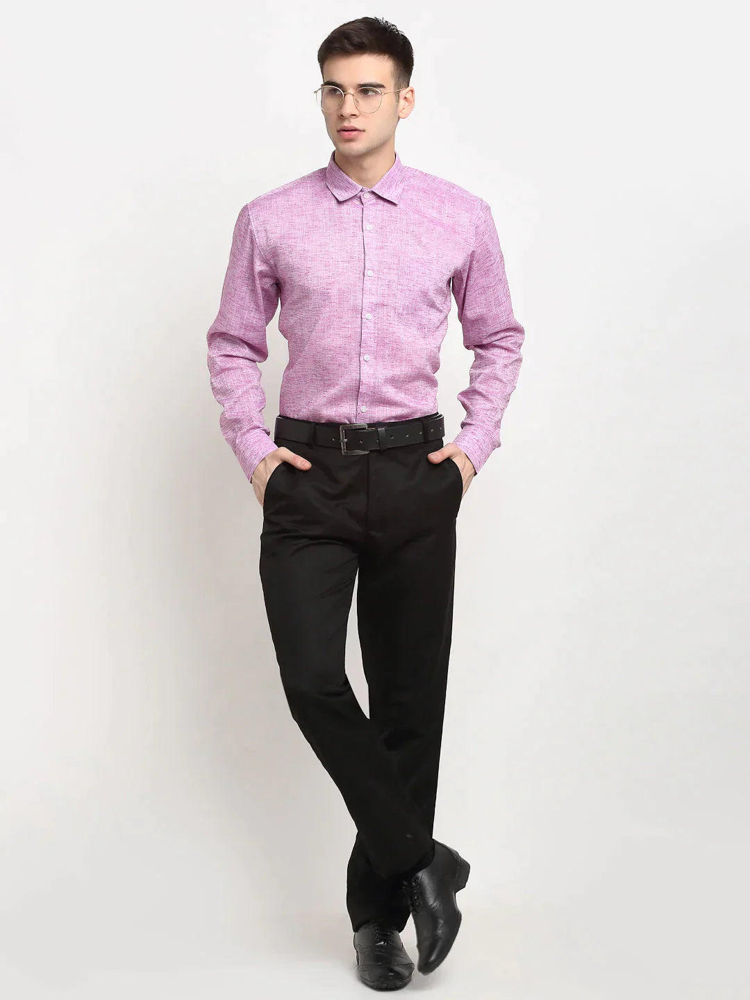 Men's Purple Solid Cotton Formal Shirt - Taantav