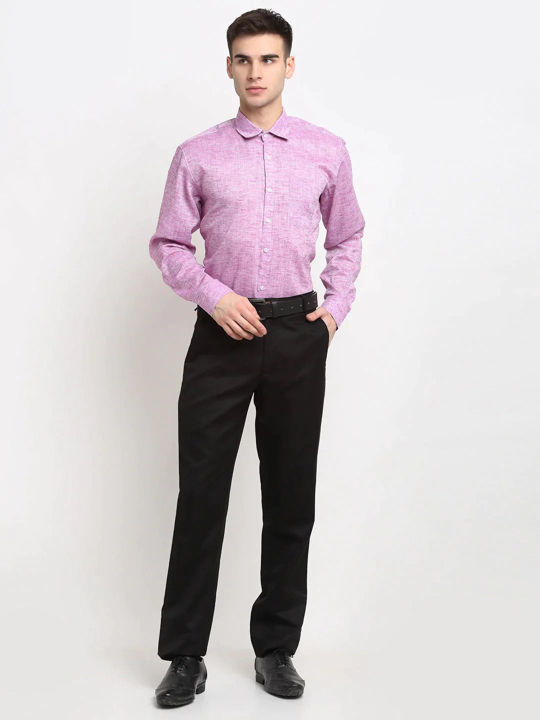 Men's Purple Solid Cotton Formal Shirt - Taantav