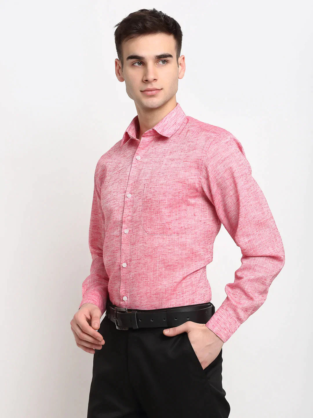 Men's Red Solid Cotton Formal Shirt - Taantav