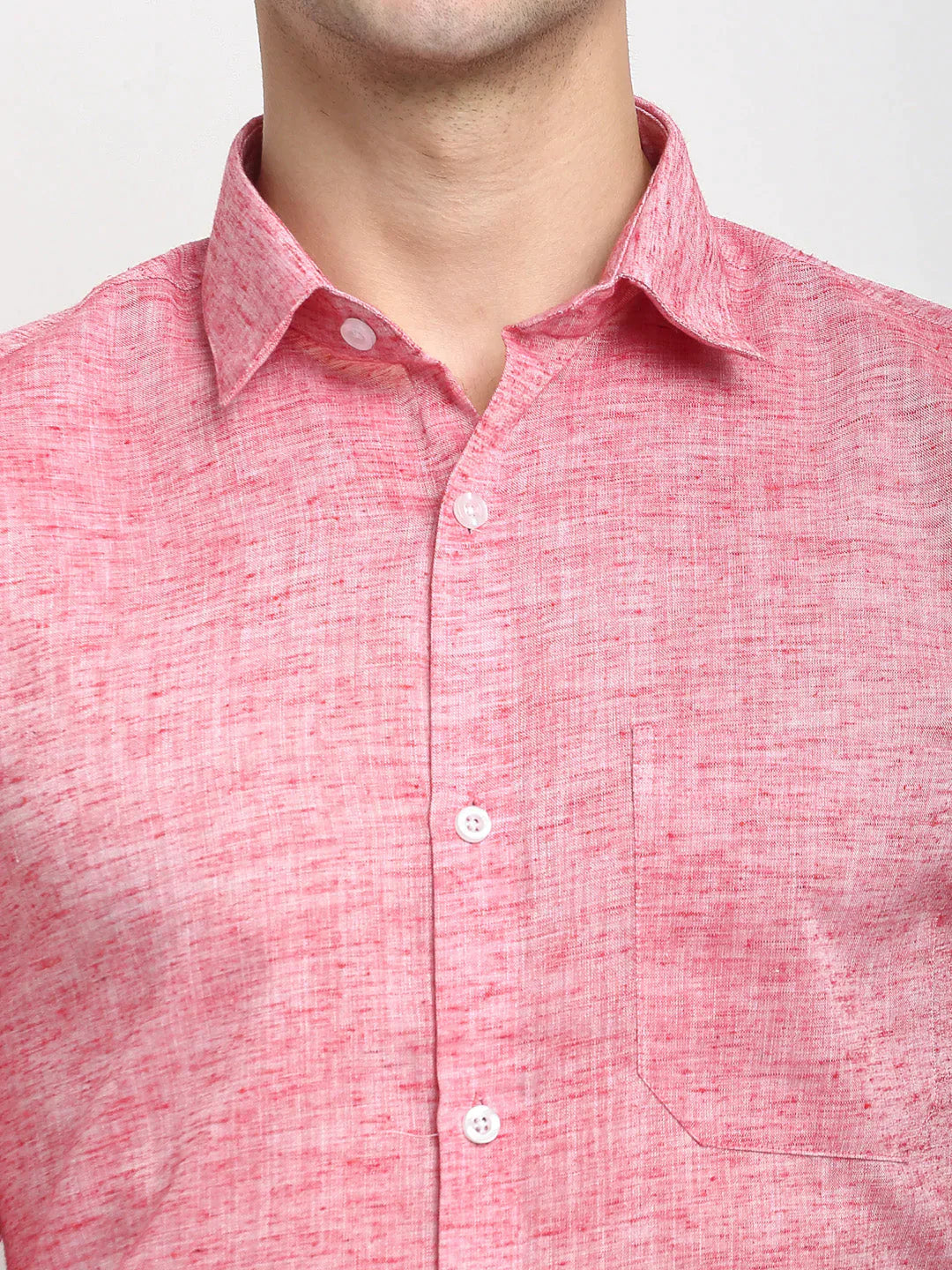 Men's Red Solid Cotton Formal Shirt - Taantav