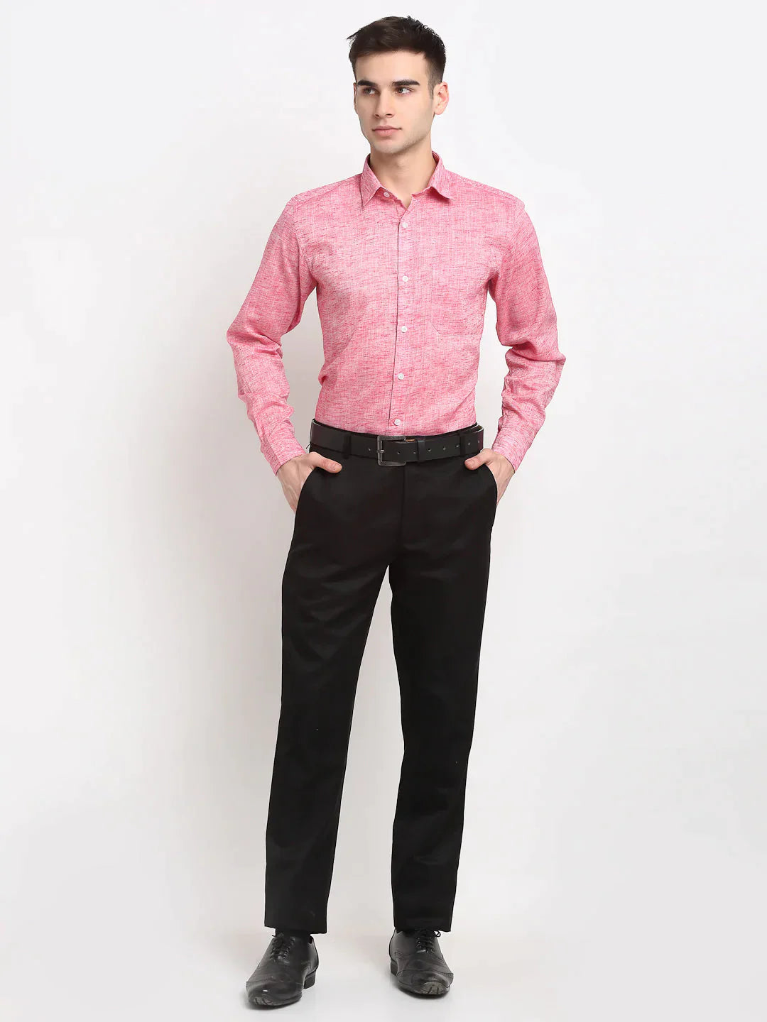 Men's Red Solid Cotton Formal Shirt - Taantav