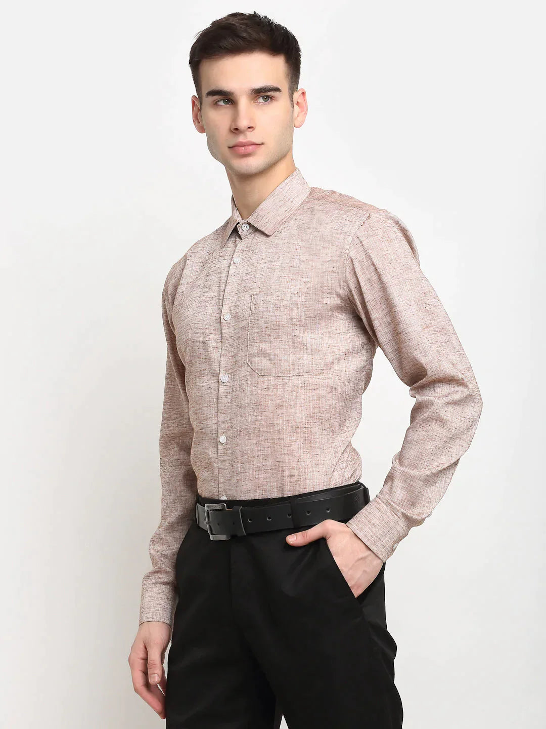 Men's Rust Solid Cotton Formal Shirt - Taantav