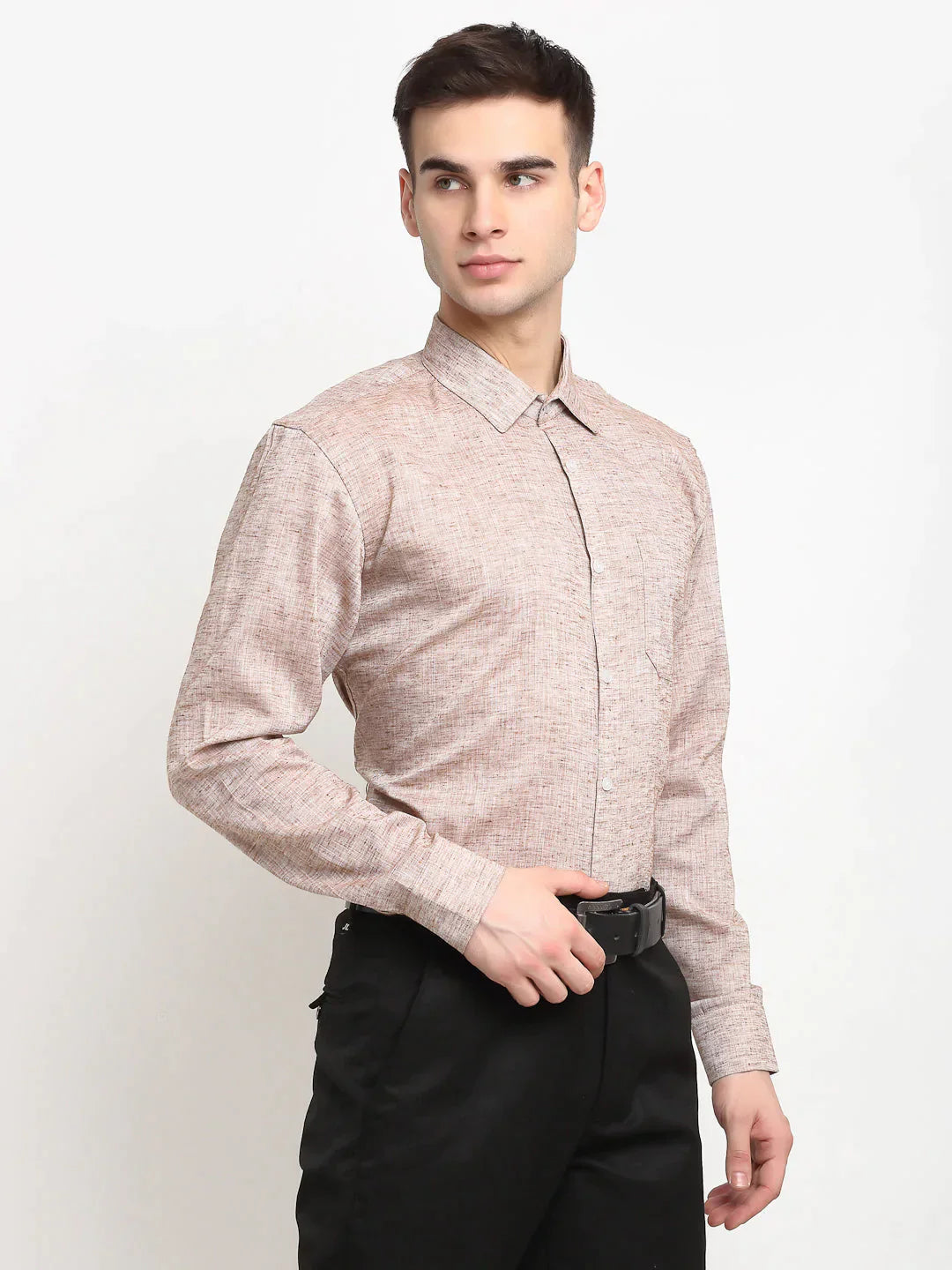 Men's Rust Solid Cotton Formal Shirt - Taantav