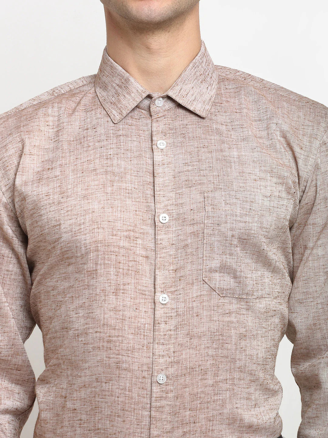 Men's Rust Solid Cotton Formal Shirt - Taantav