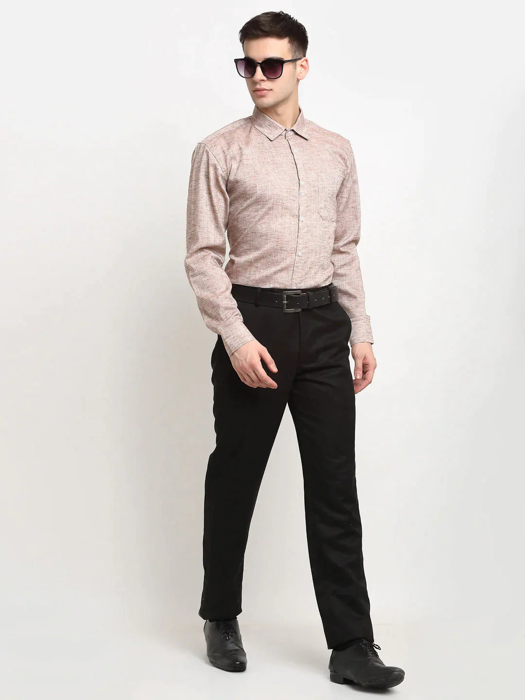 Men's Rust Solid Cotton Formal Shirt - Taantav