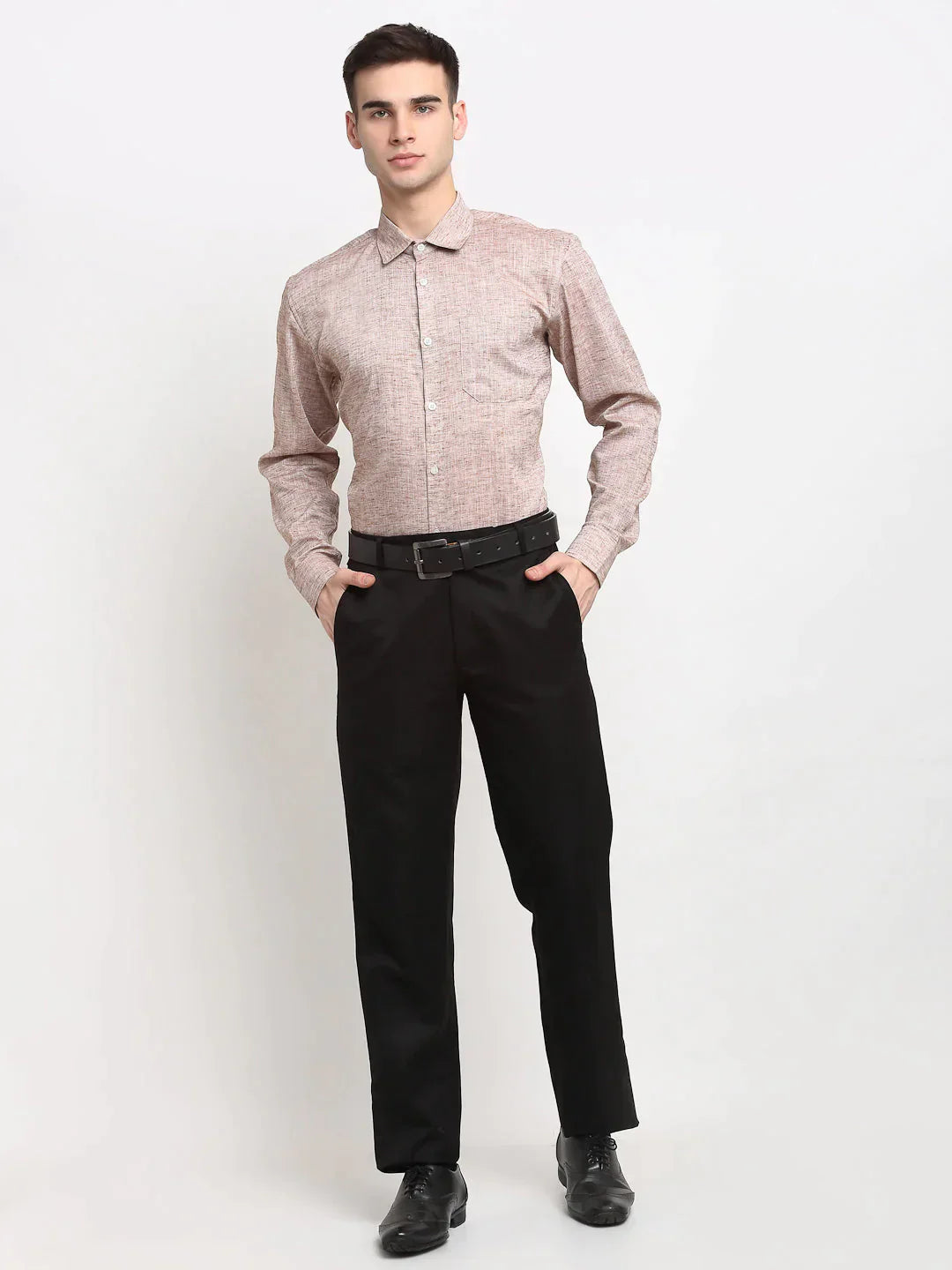 Men's Rust Solid Cotton Formal Shirt - Taantav