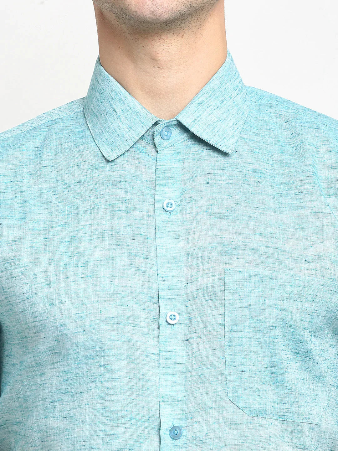 Men's Green Solid Cotton Half Sleeves Formal Shirt - Taantav