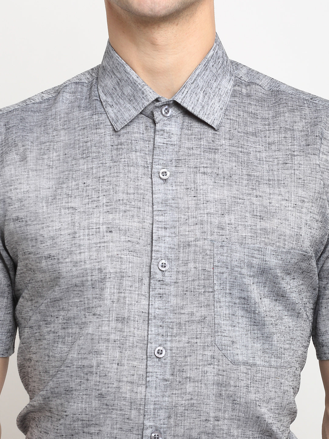 Men's Grey Solid Cotton Half Sleeves Formal Shirt - Taantav