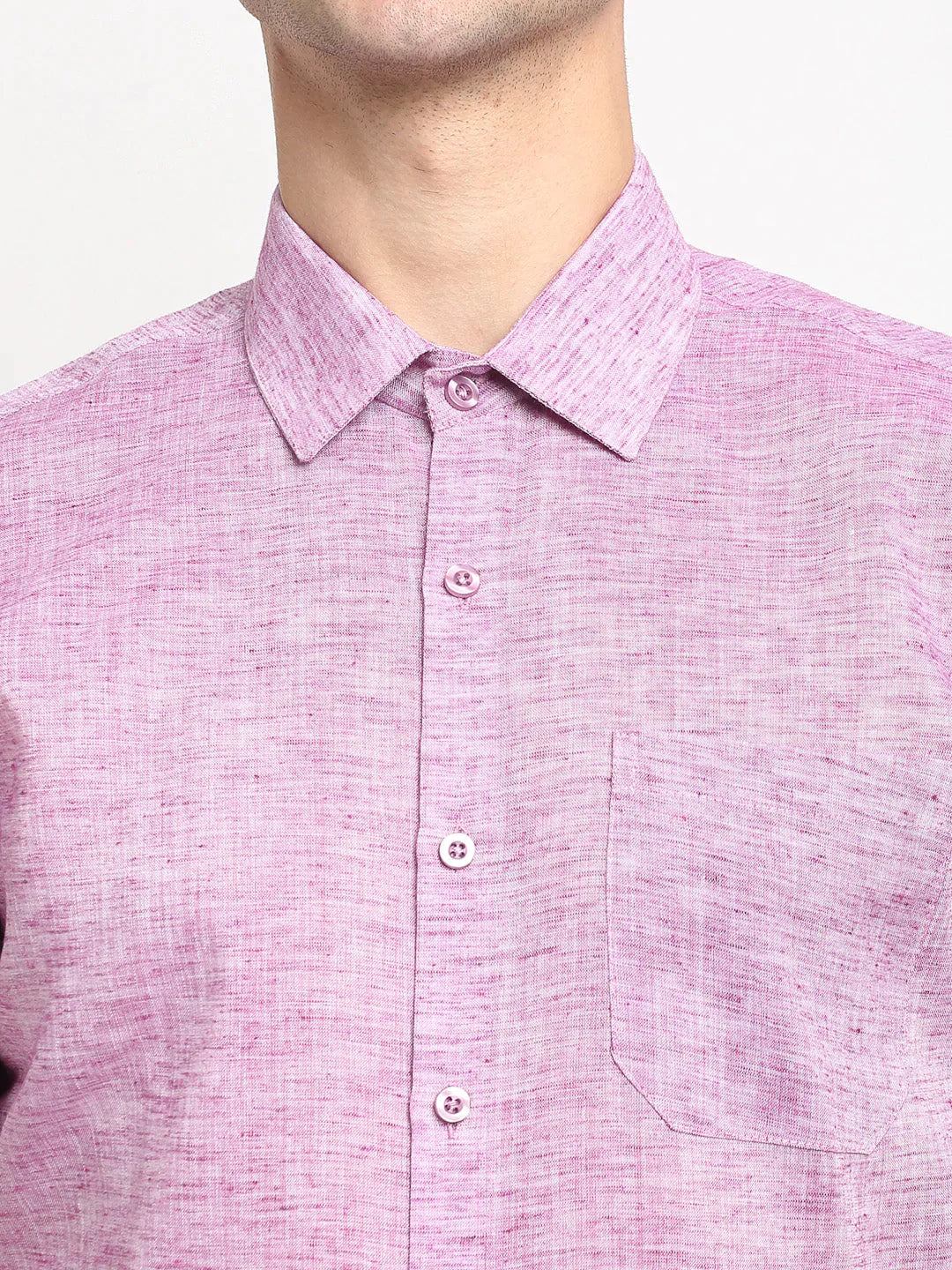 Men's Purple Solid Cotton Half Sleeves Formal Shirt - Taantav