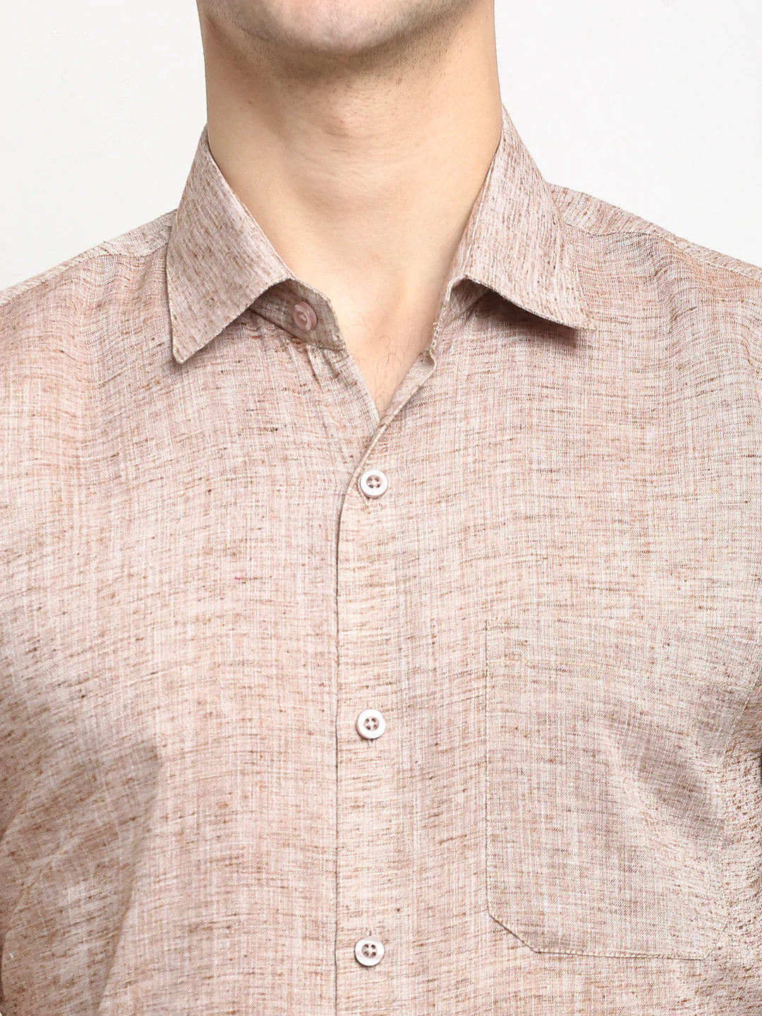 Men's Rust Solid Cotton Half Sleeves Formal Shirt - Taantav