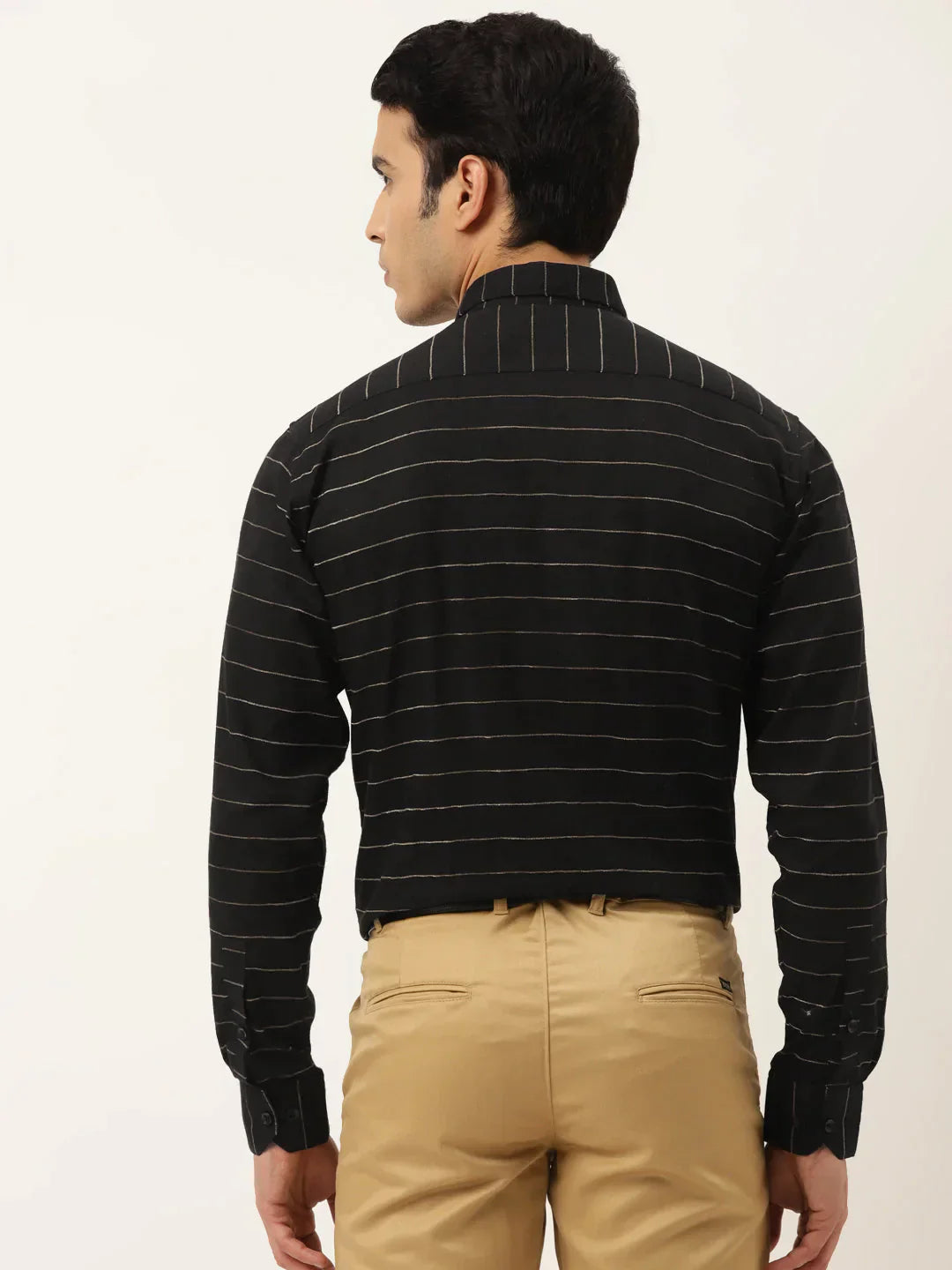 Men's Formal Cotton Horizontal Striped Shirt - Taantav