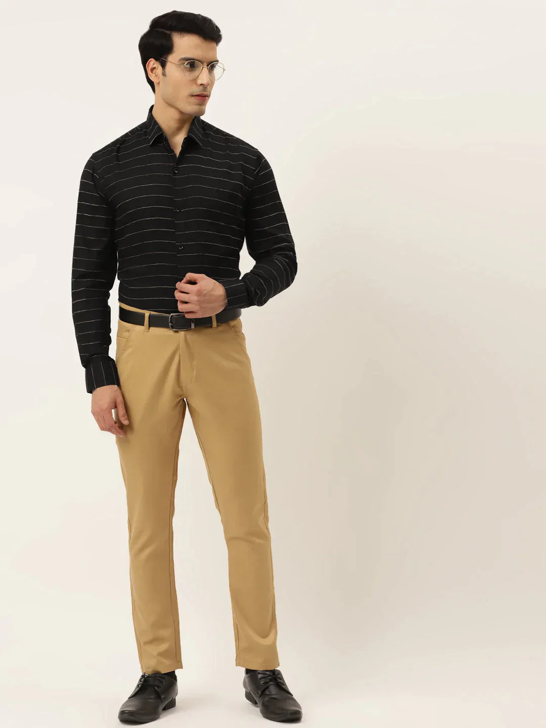 Men's Formal Cotton Horizontal Striped Shirt - Taantav