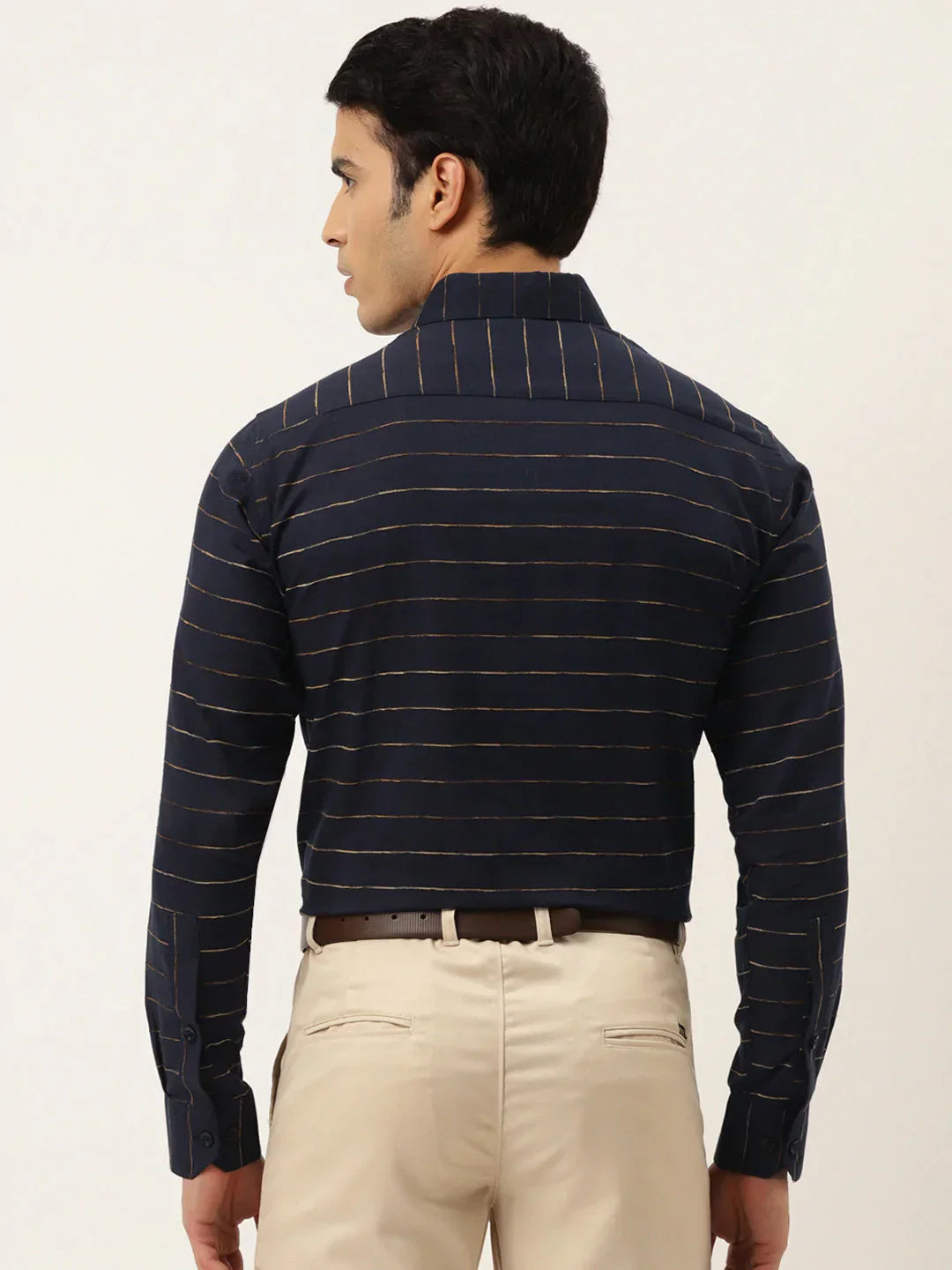 Men's Formal Cotton Horizontal Striped Shirt - Taantav