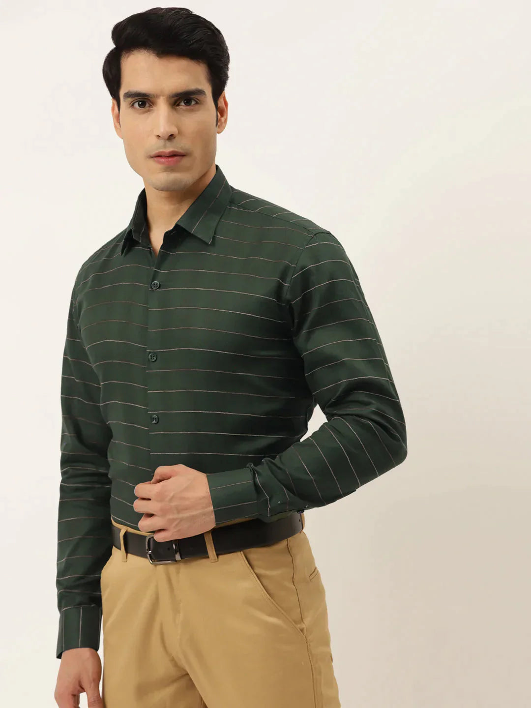 Men's Formal Cotton Horizontal Striped Shirt - Taantav