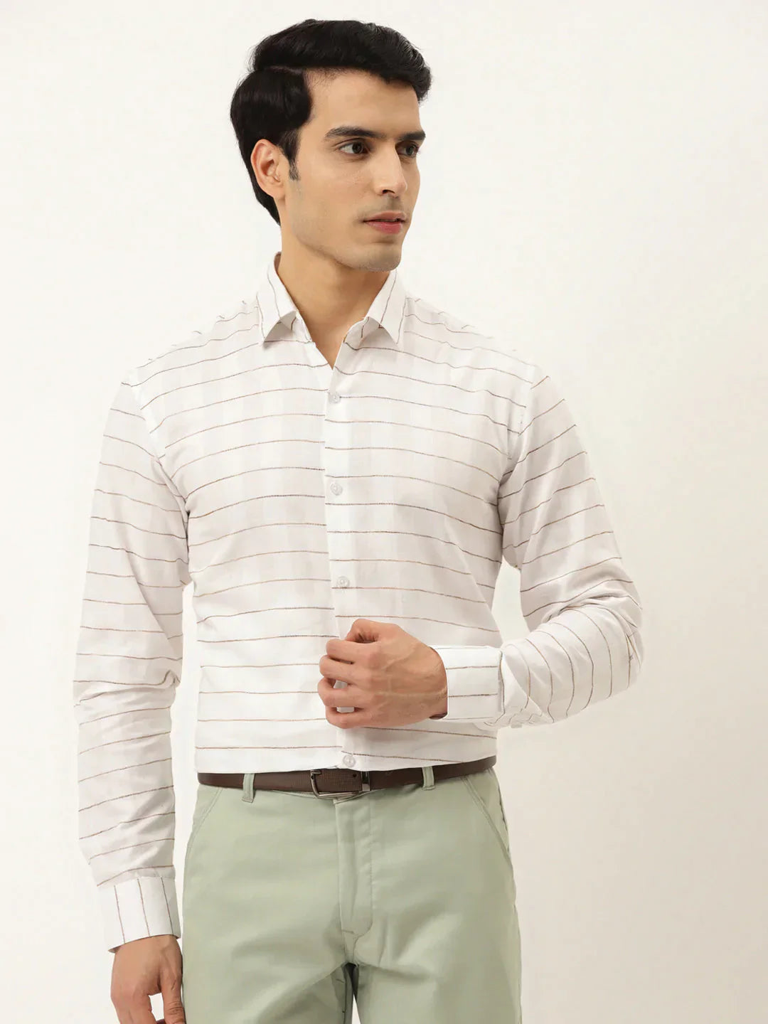 Men's Formal Cotton Horizontal Striped Shirt - Taantav