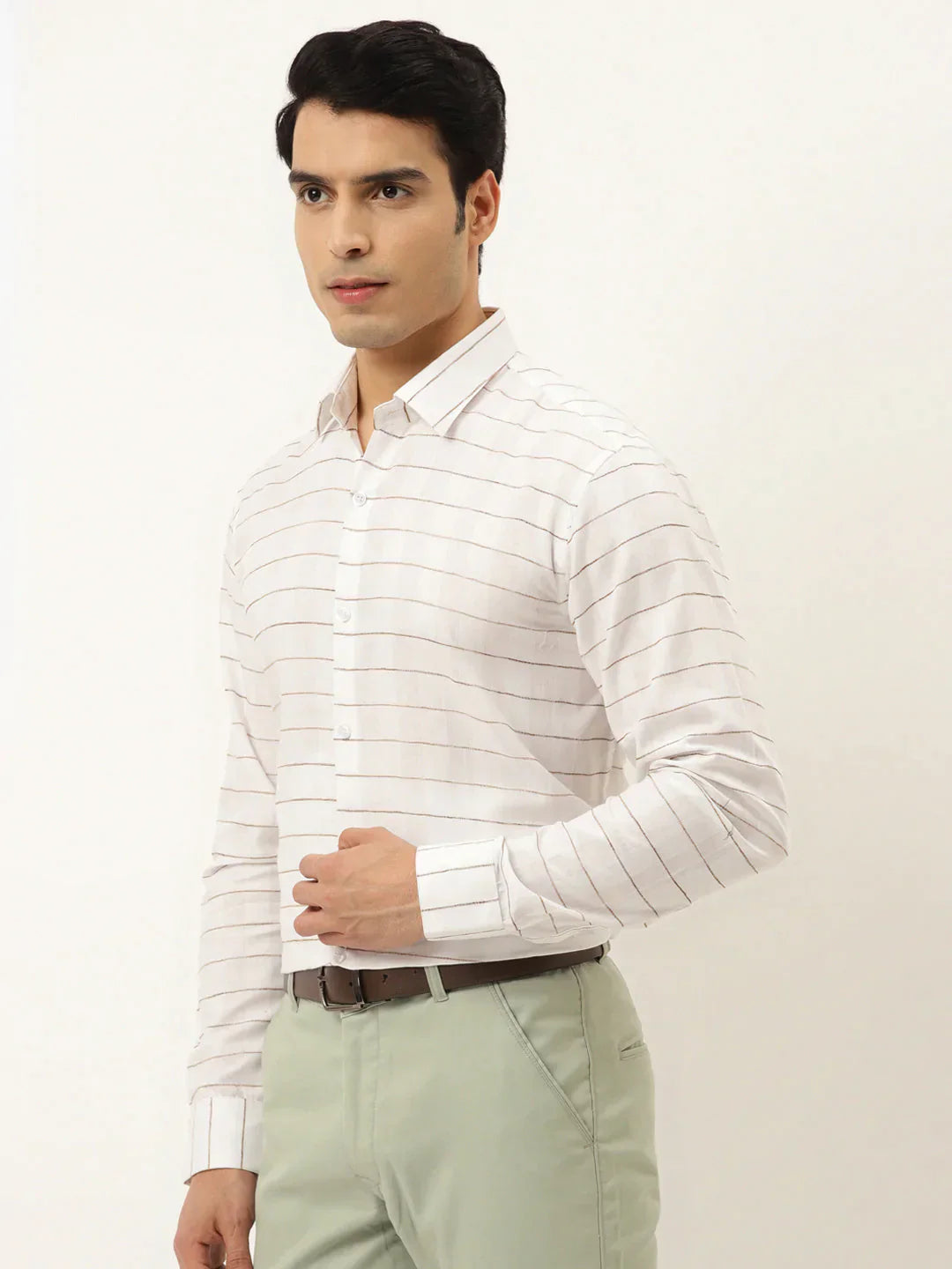 Men's Formal Cotton Horizontal Striped Shirt - Taantav