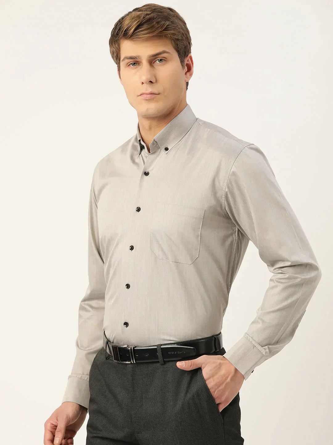 Men's Solid Formal Cotton Shirt - Taantav