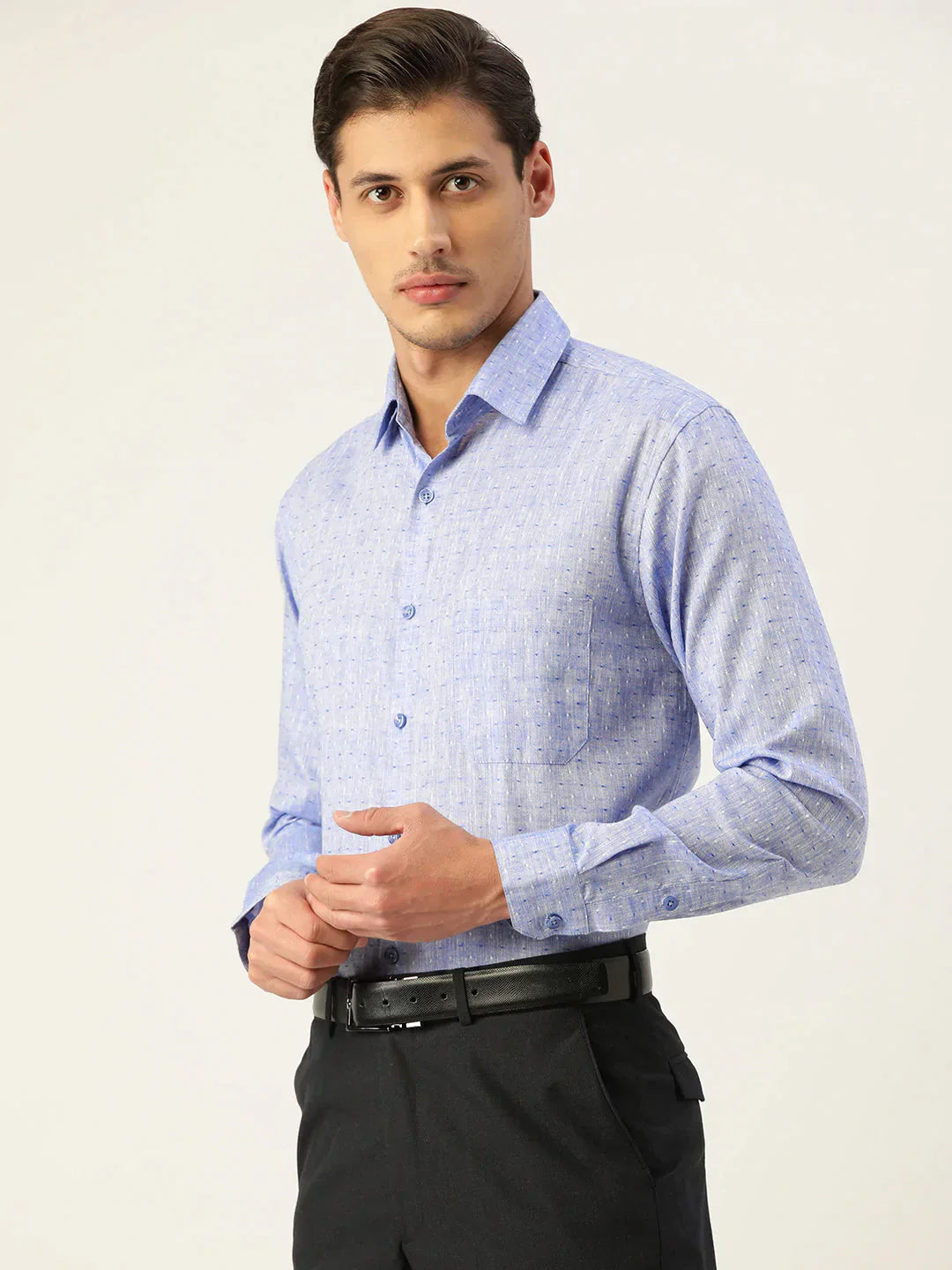 Men's  Linen Cotton Polka Dots Formal Shirts - Taantav