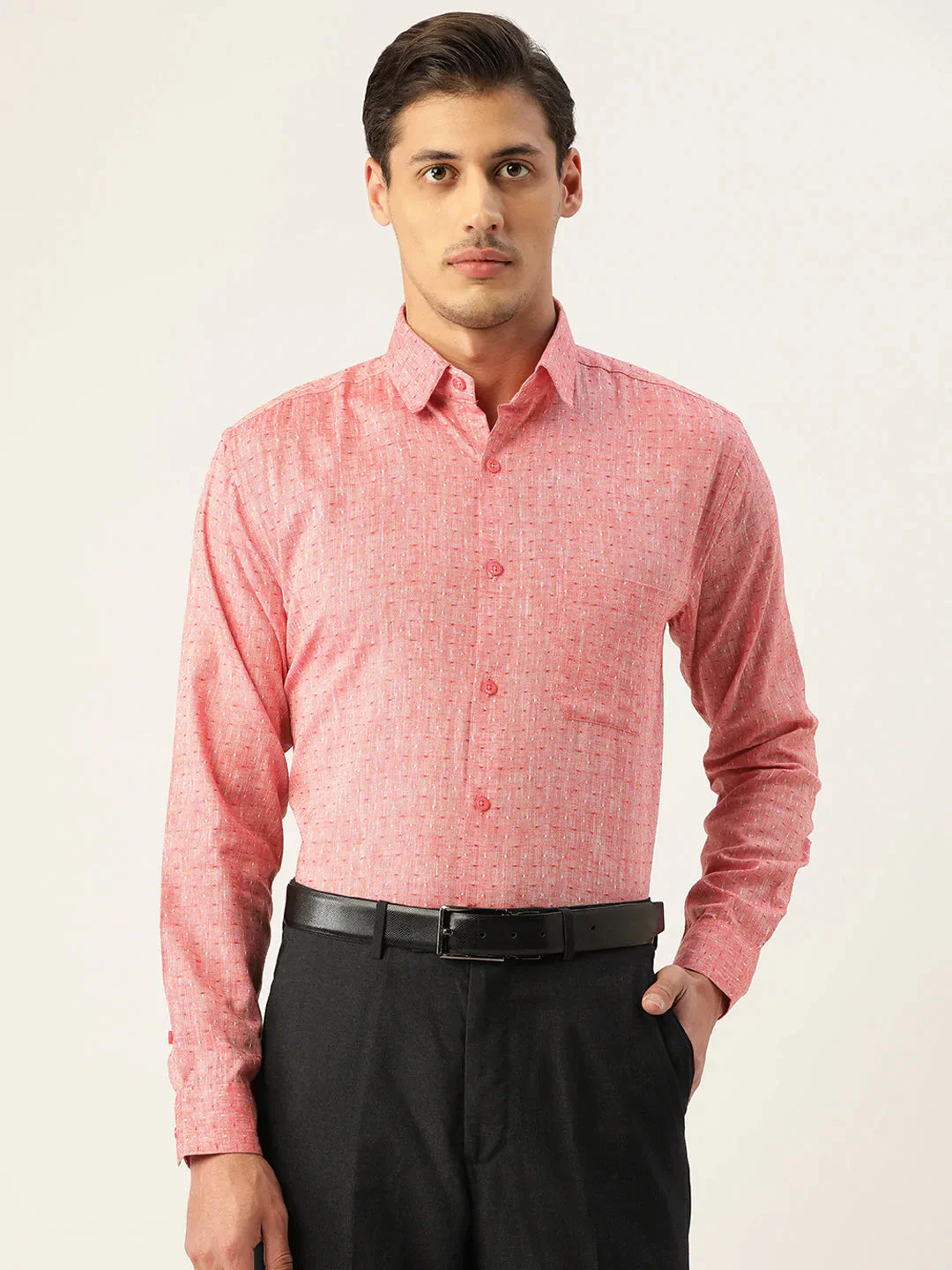 Men's  Linen Cotton Polka Dots Formal Shirts - Taantav