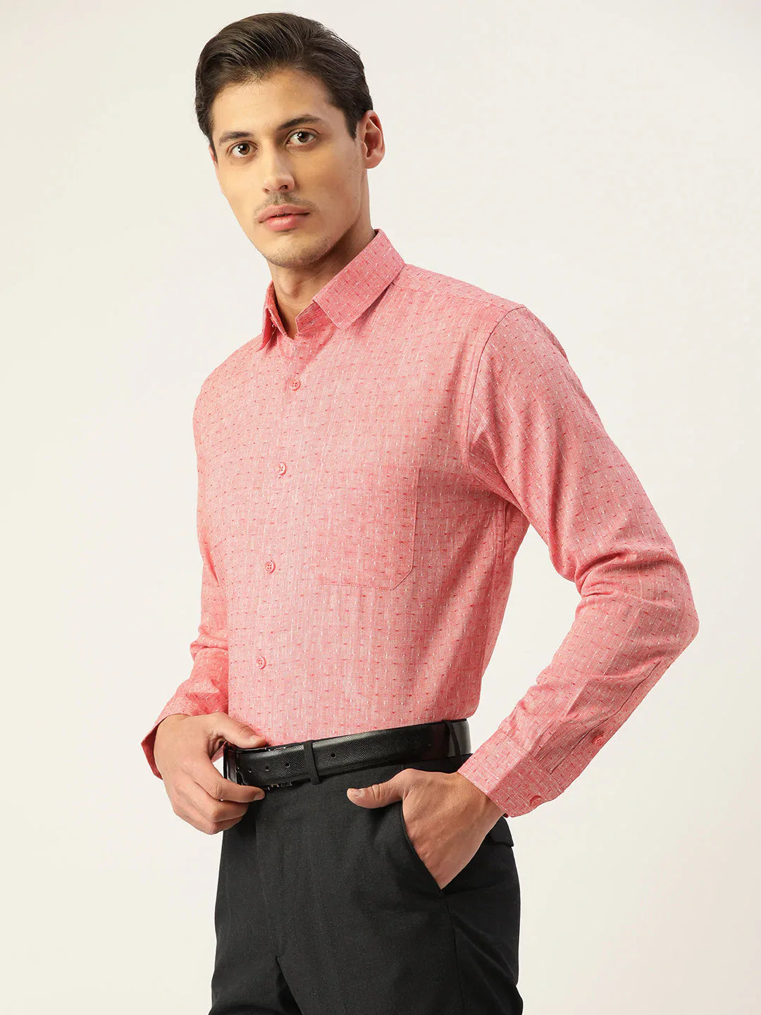 Men's  Linen Cotton Polka Dots Formal Shirts - Taantav