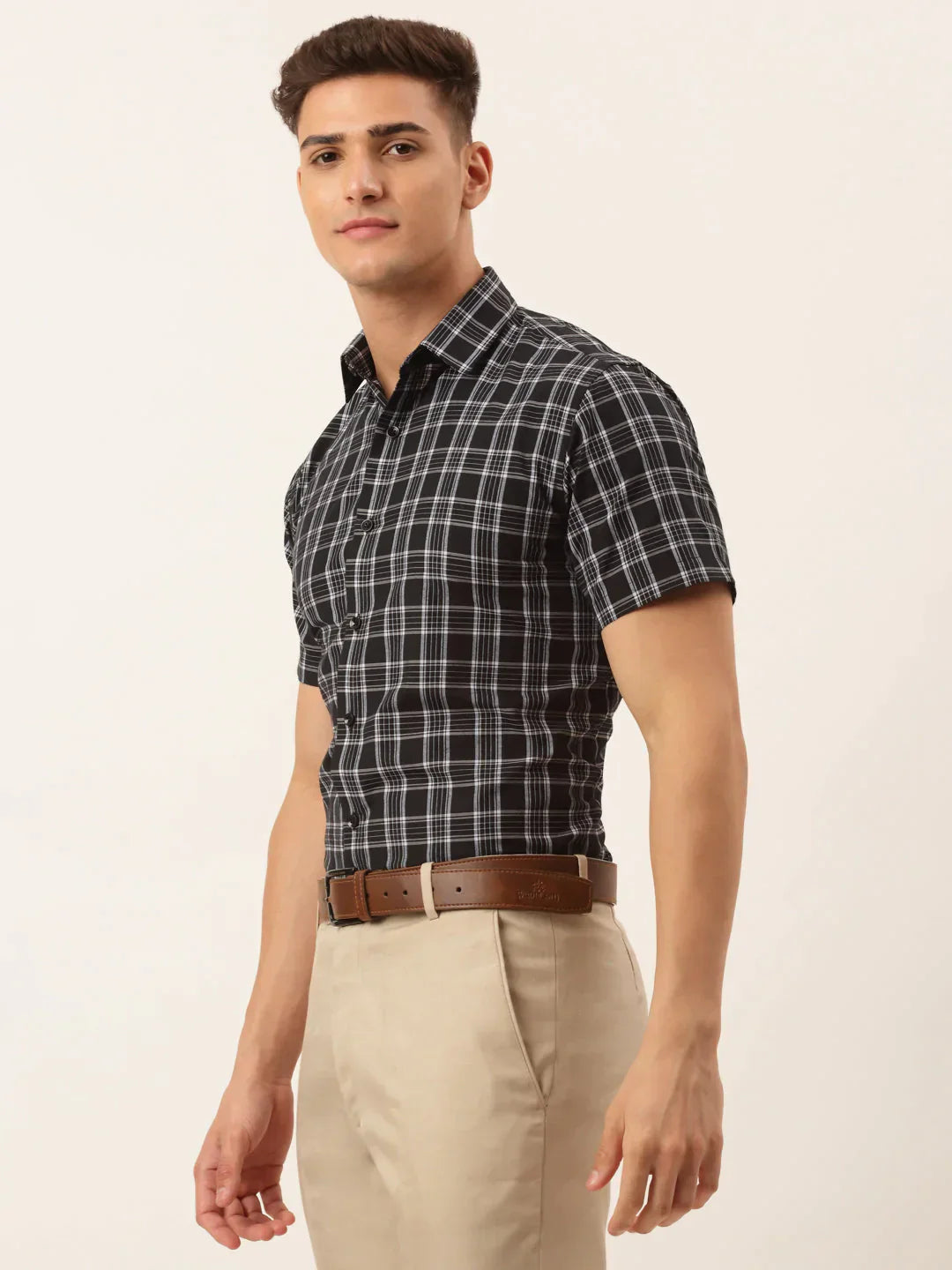 Men's Cotton Checked Half Sleeve Formal Shirts - Taantav