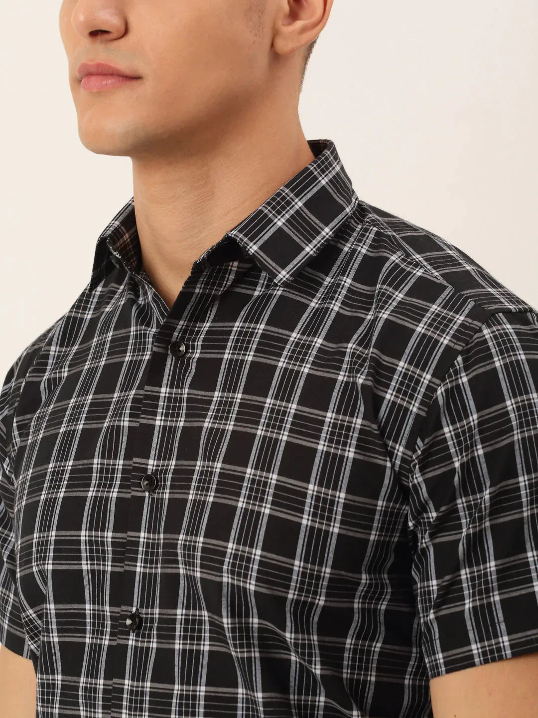 Men's Cotton Checked Half Sleeve Formal Shirts - Taantav