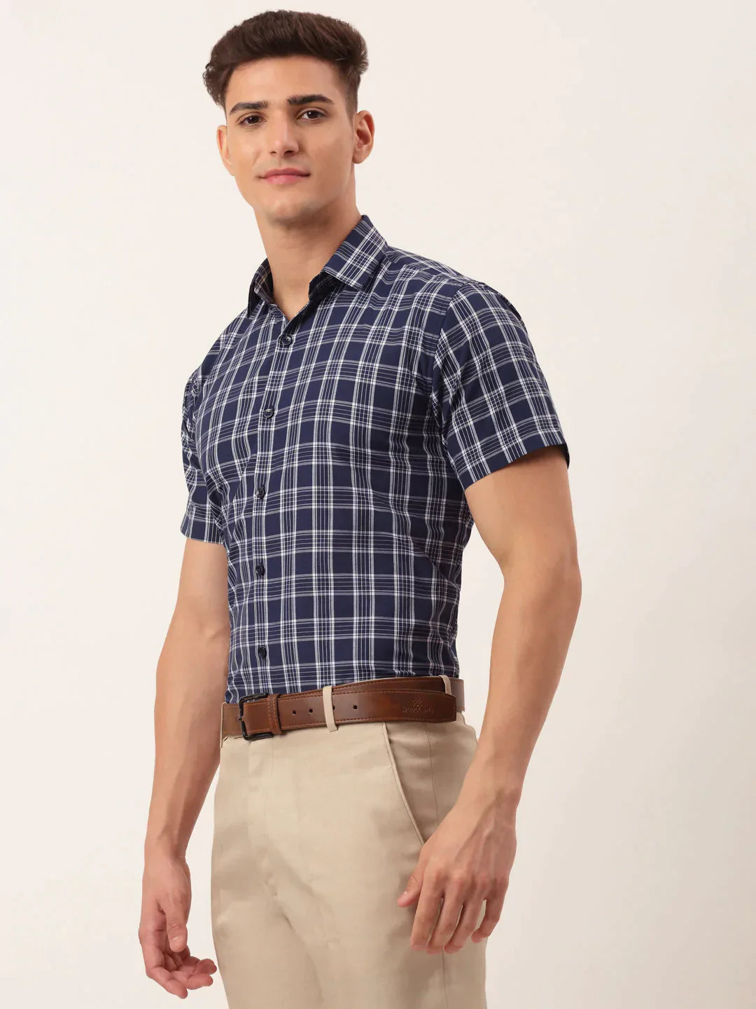 Men's Cotton Checked Half Sleeve Formal Shirts - Taantav