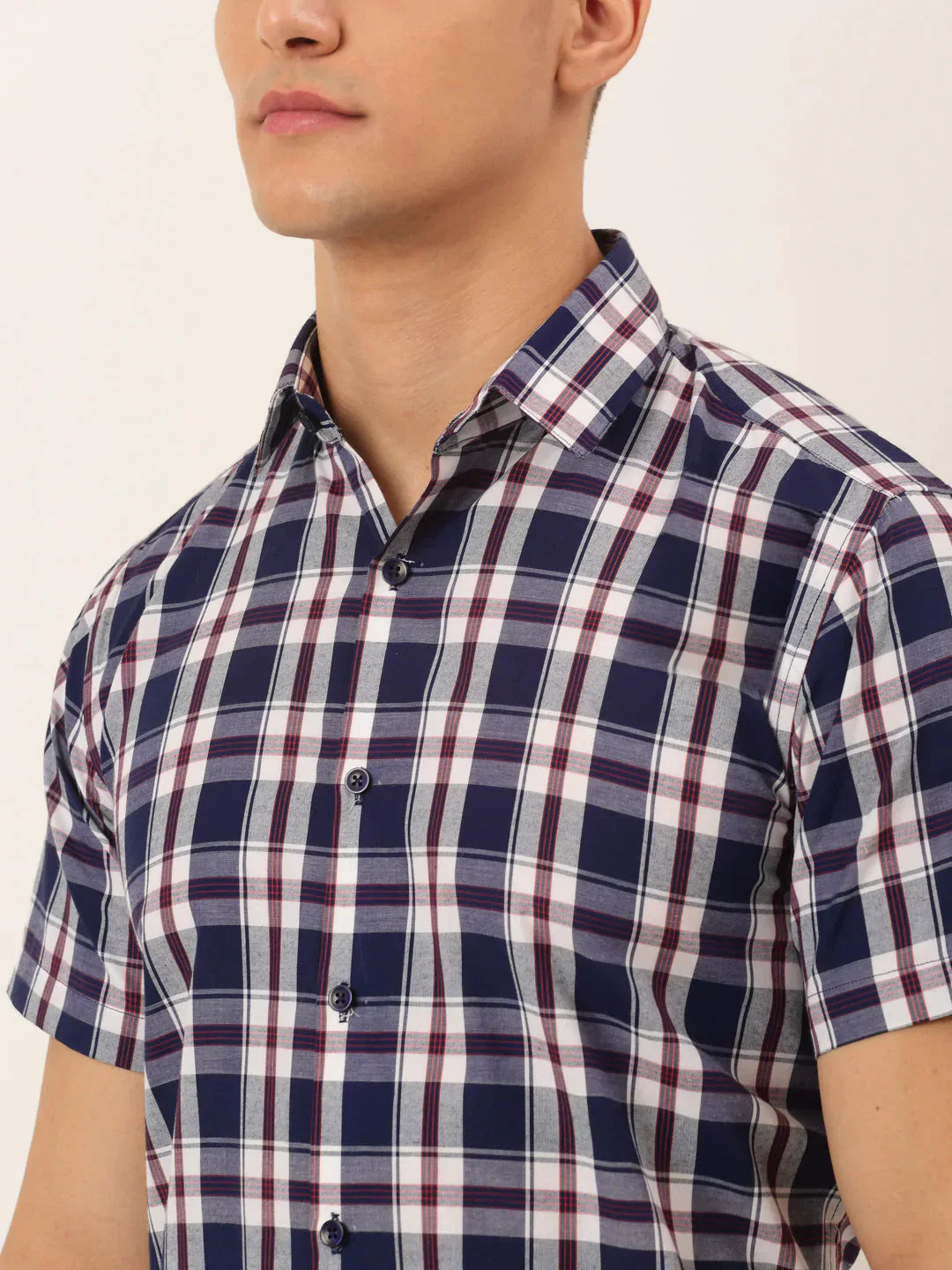 Men's Cotton Checked Half Sleeve Formal Shirts - Taantav