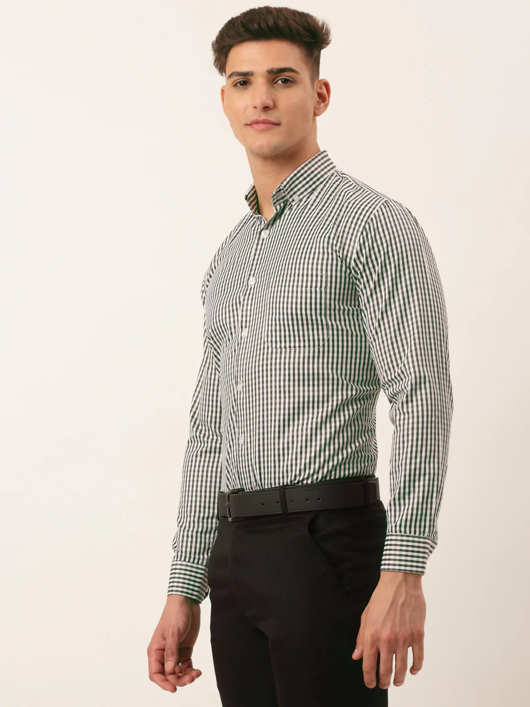 Men's Cotton Checked Button Down Collar Formal Shirts - Taantav