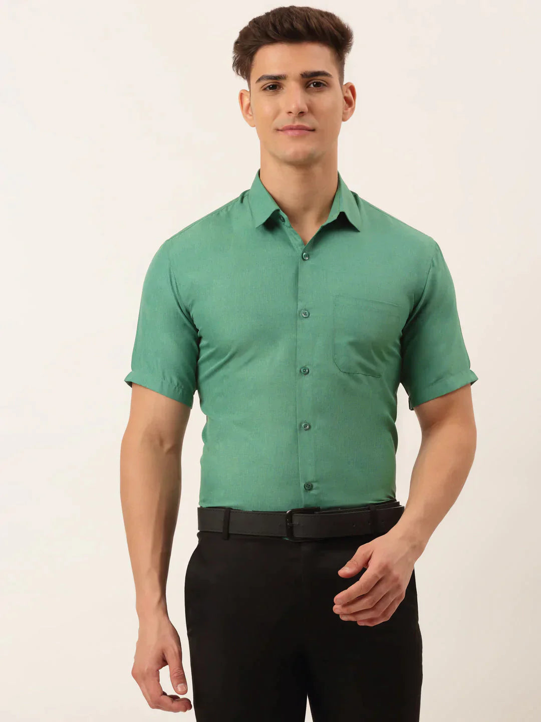 Men's Cotton Solid Half Sleeve Formal Shirts - Taantav