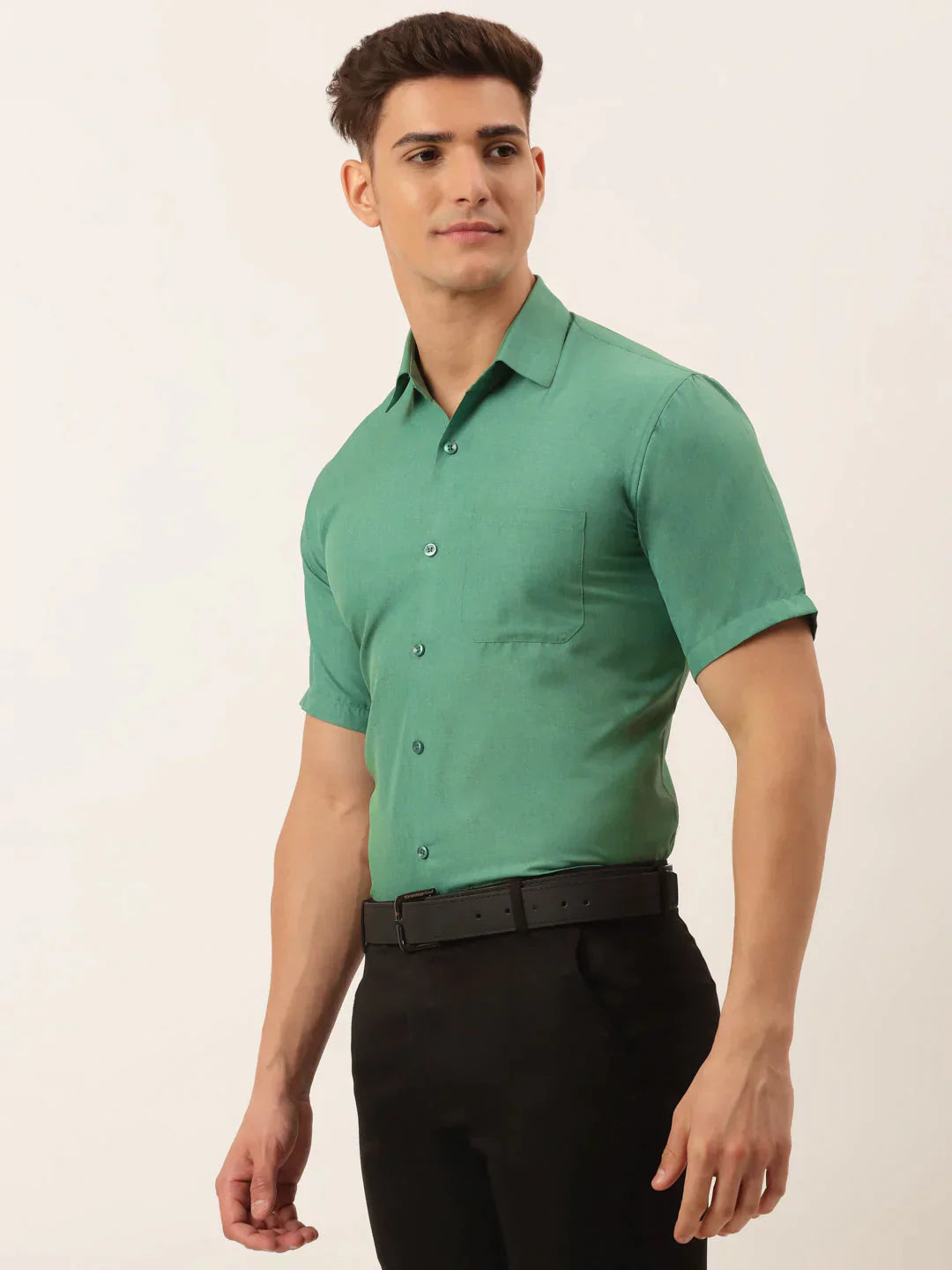 Men's Cotton Solid Half Sleeve Formal Shirts - Taantav