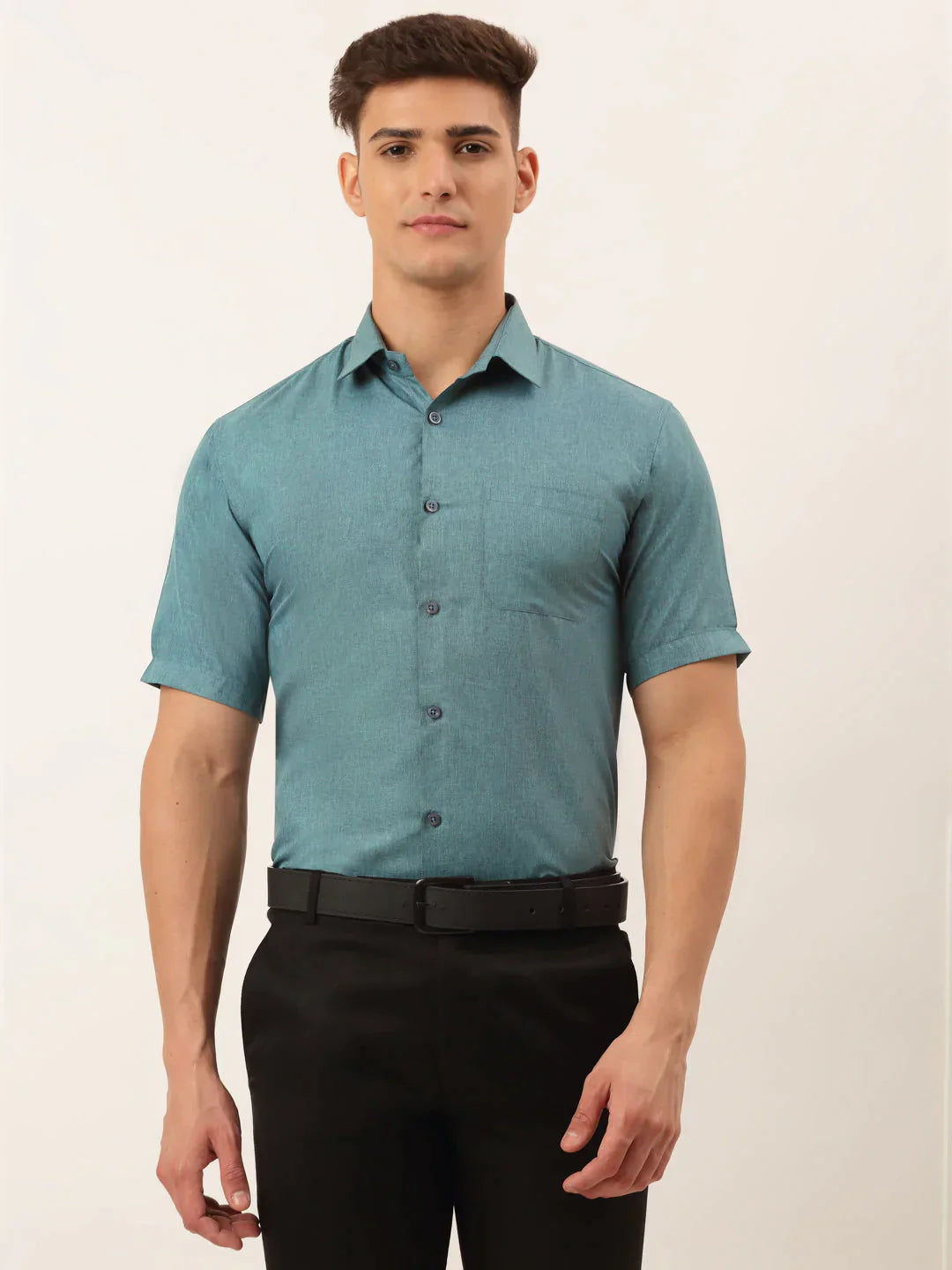 Men's Cotton Solid Half Sleeve Formal Shirts - Taantav