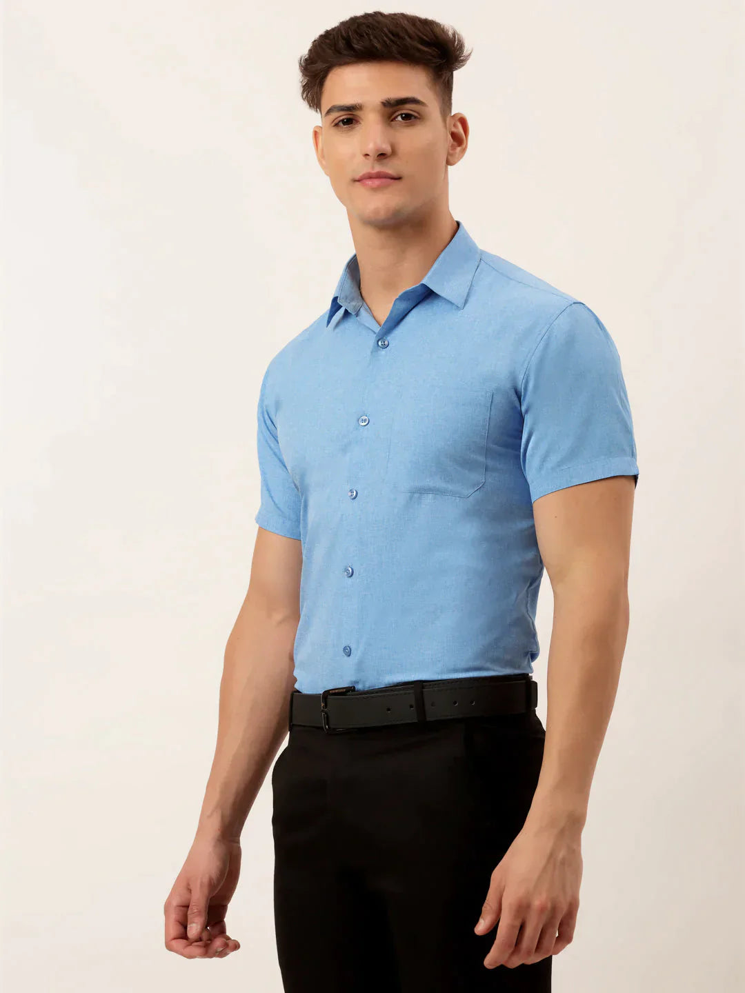 Men's Cotton Solid Half Sleeve Formal Shirts - Taantav