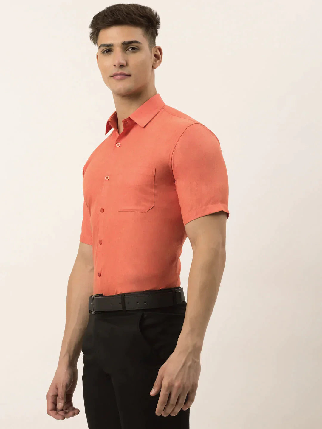 Men's Cotton Solid Half Sleeve Formal Shirts - Taantav