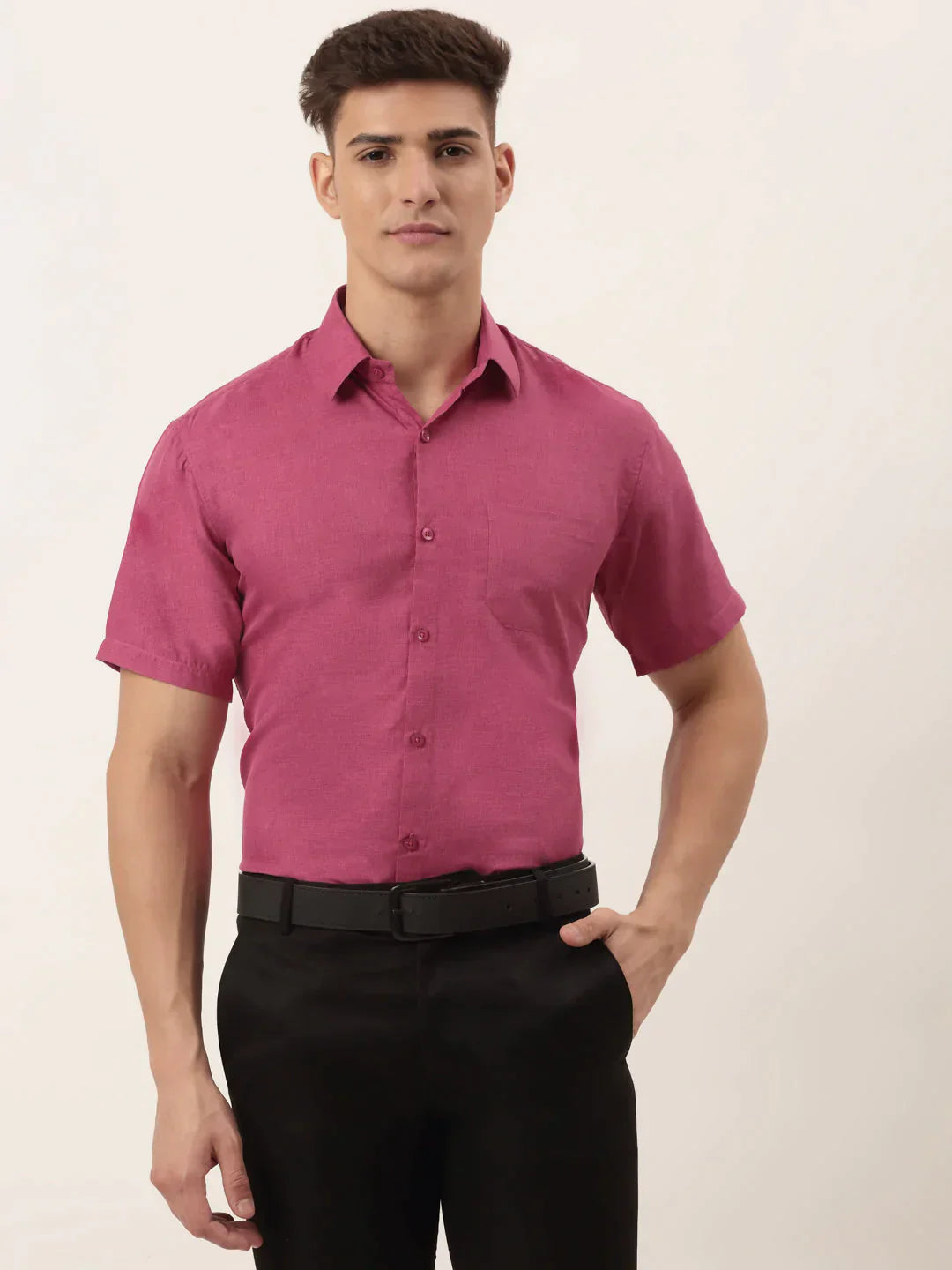 Men's Cotton Solid Half Sleeve Formal Shirts - Taantav