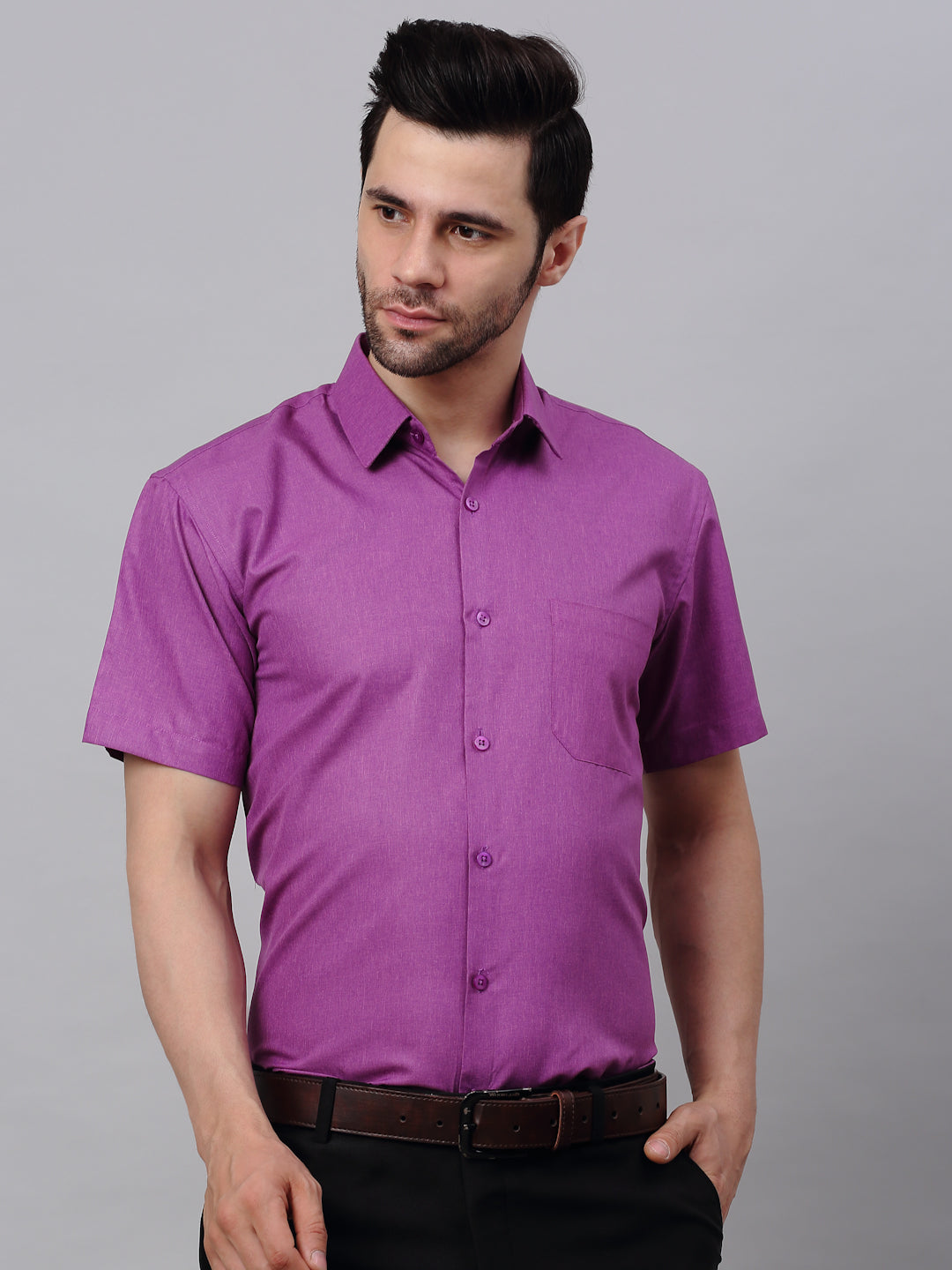 Men's Cotton Solid Half Sleeves Formal Shirt - Taantav