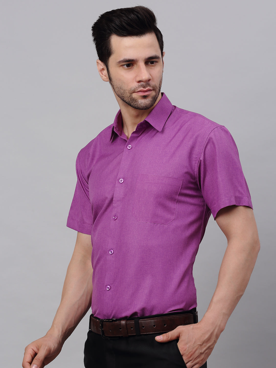 Men's Cotton Solid Half Sleeves Formal Shirt - Taantav