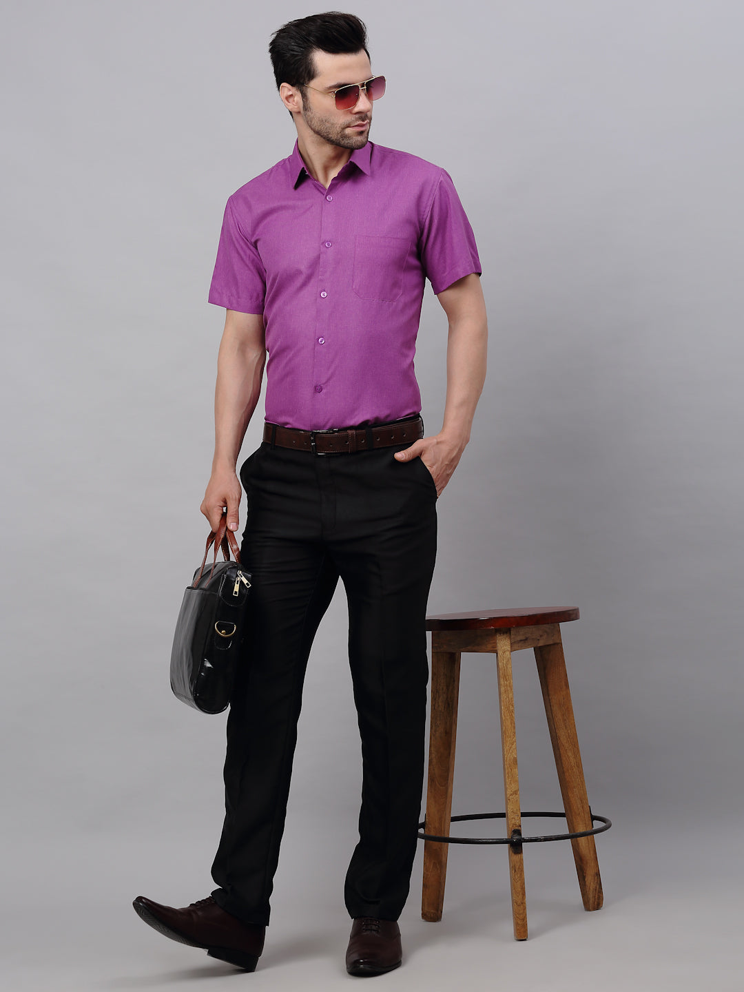 Men's Cotton Solid Half Sleeves Formal Shirt - Taantav