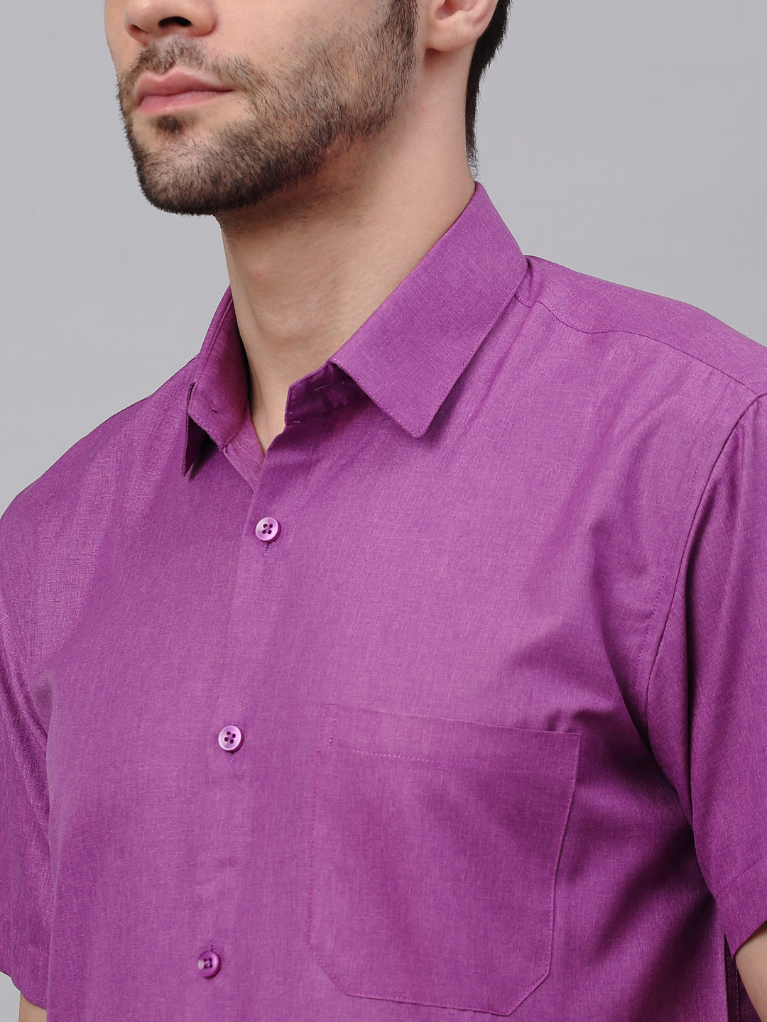 Men's Cotton Solid Half Sleeves Formal Shirt - Taantav