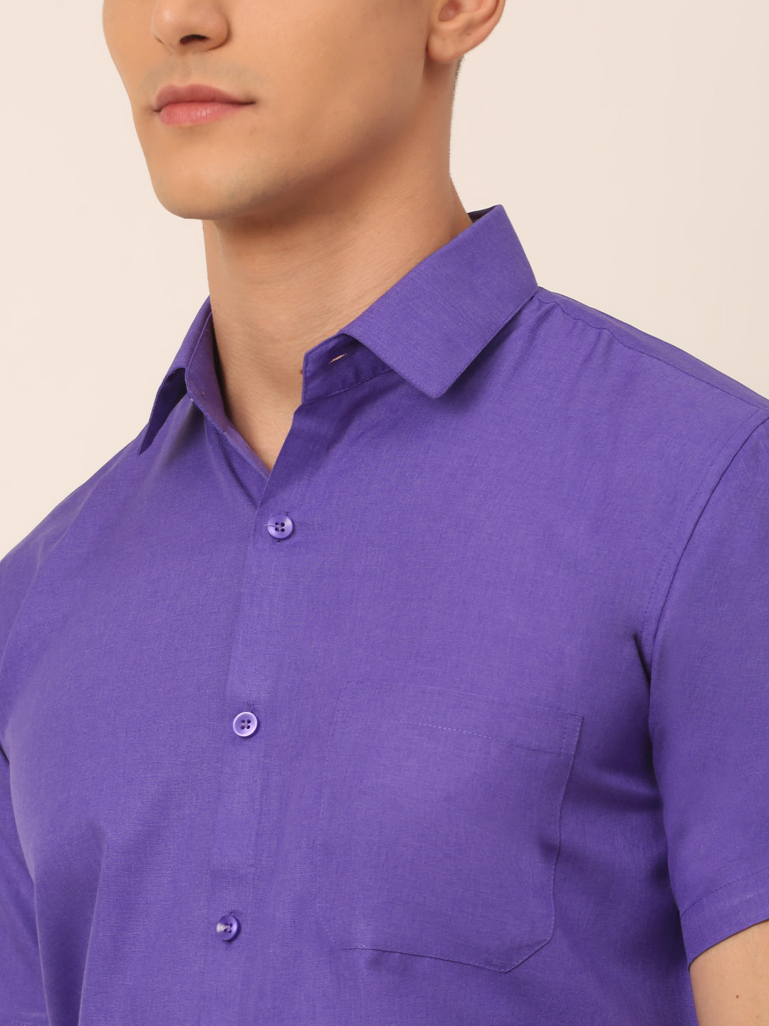 Men's Cotton Solid Half Sleeves Formal Shirt - Taantav