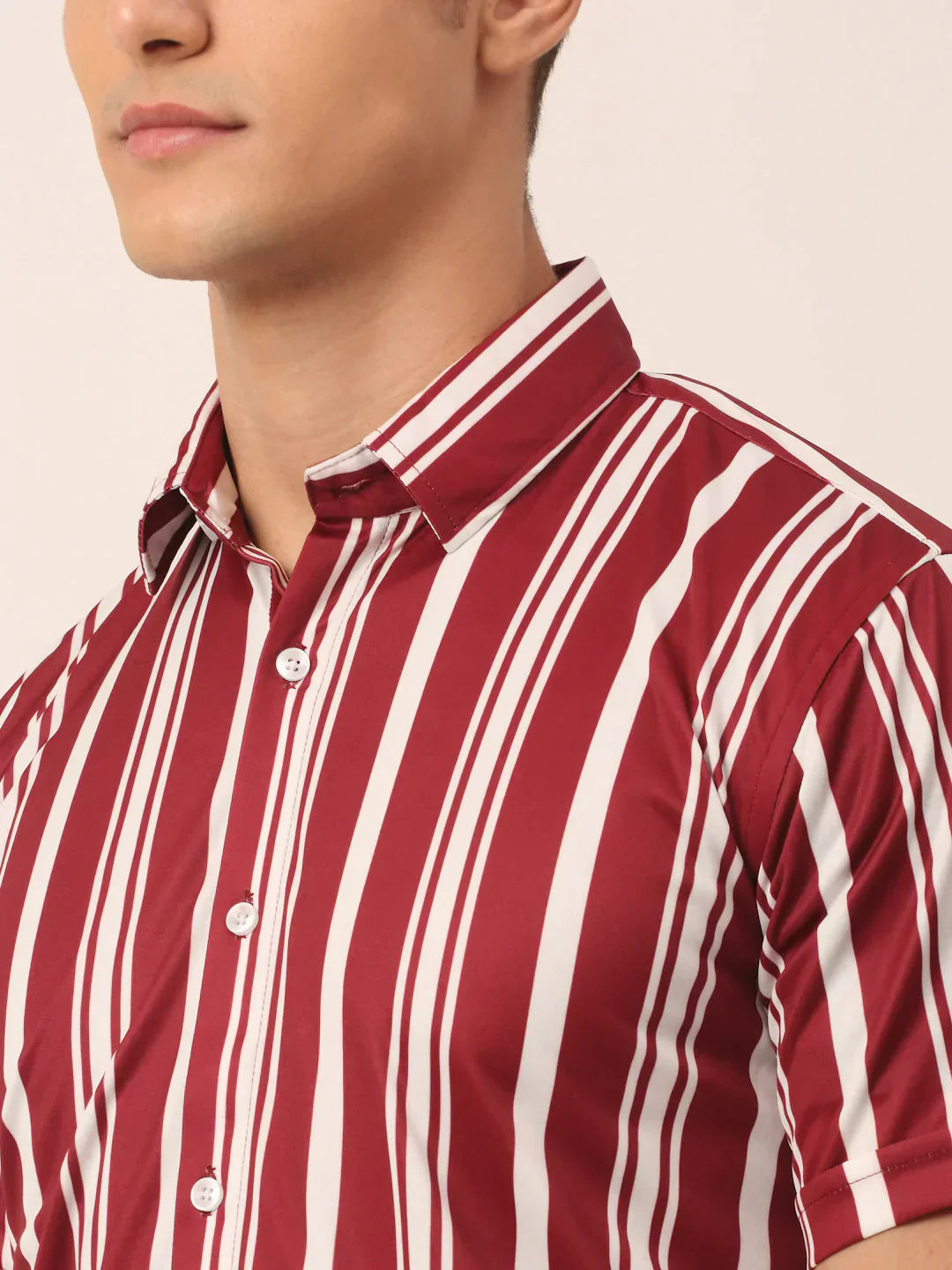 Men's Lycra Striped Half Sleeve Formal Shirts - Taantav