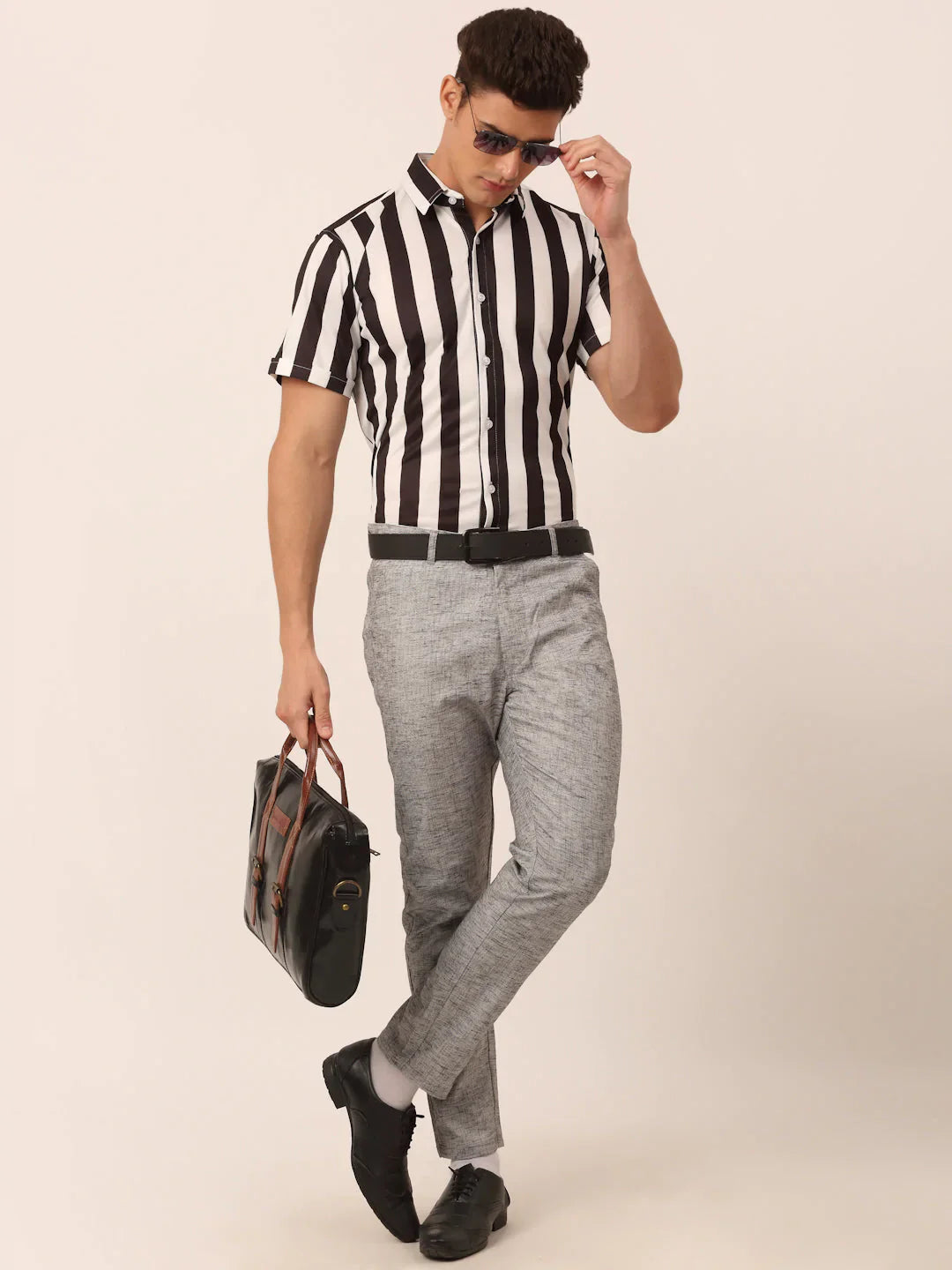 Men's Lycra Striped Half Sleeve Formal Shirts - Taantav