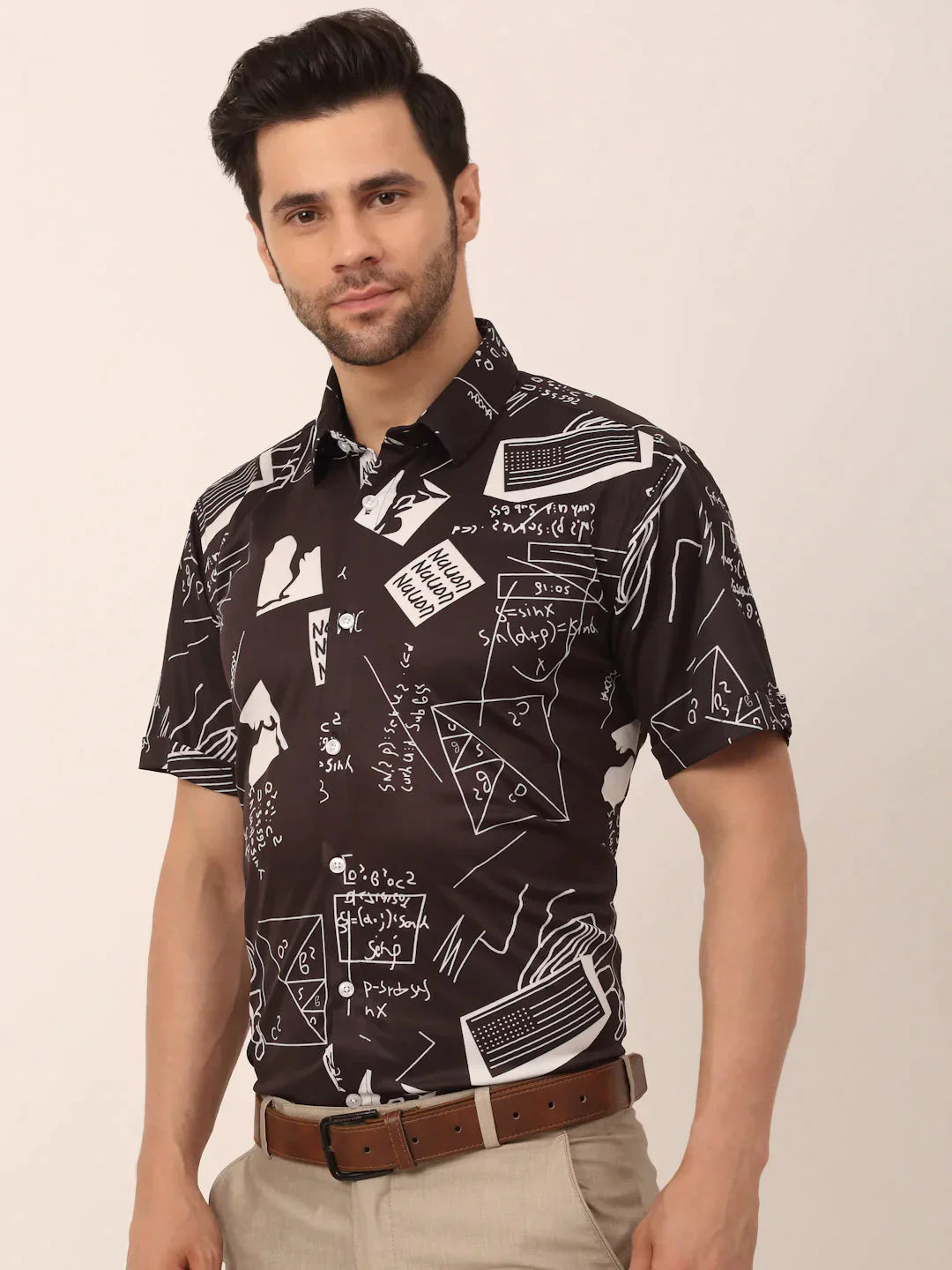 Men's Lycra Printed Half Sleeve Formal Shirts - Taantav